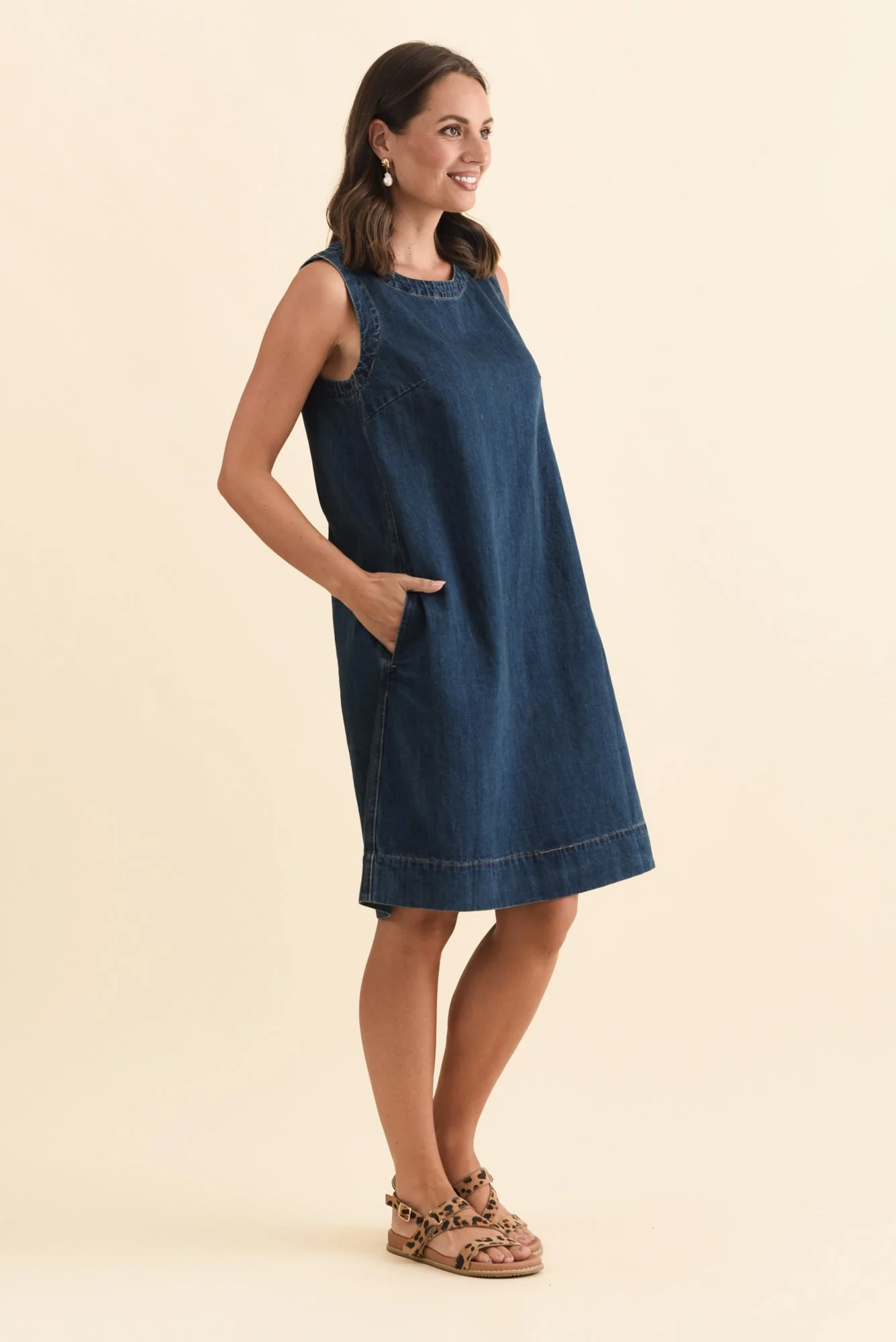 Sonny Blue Denim Pocket Dress - Image 3
