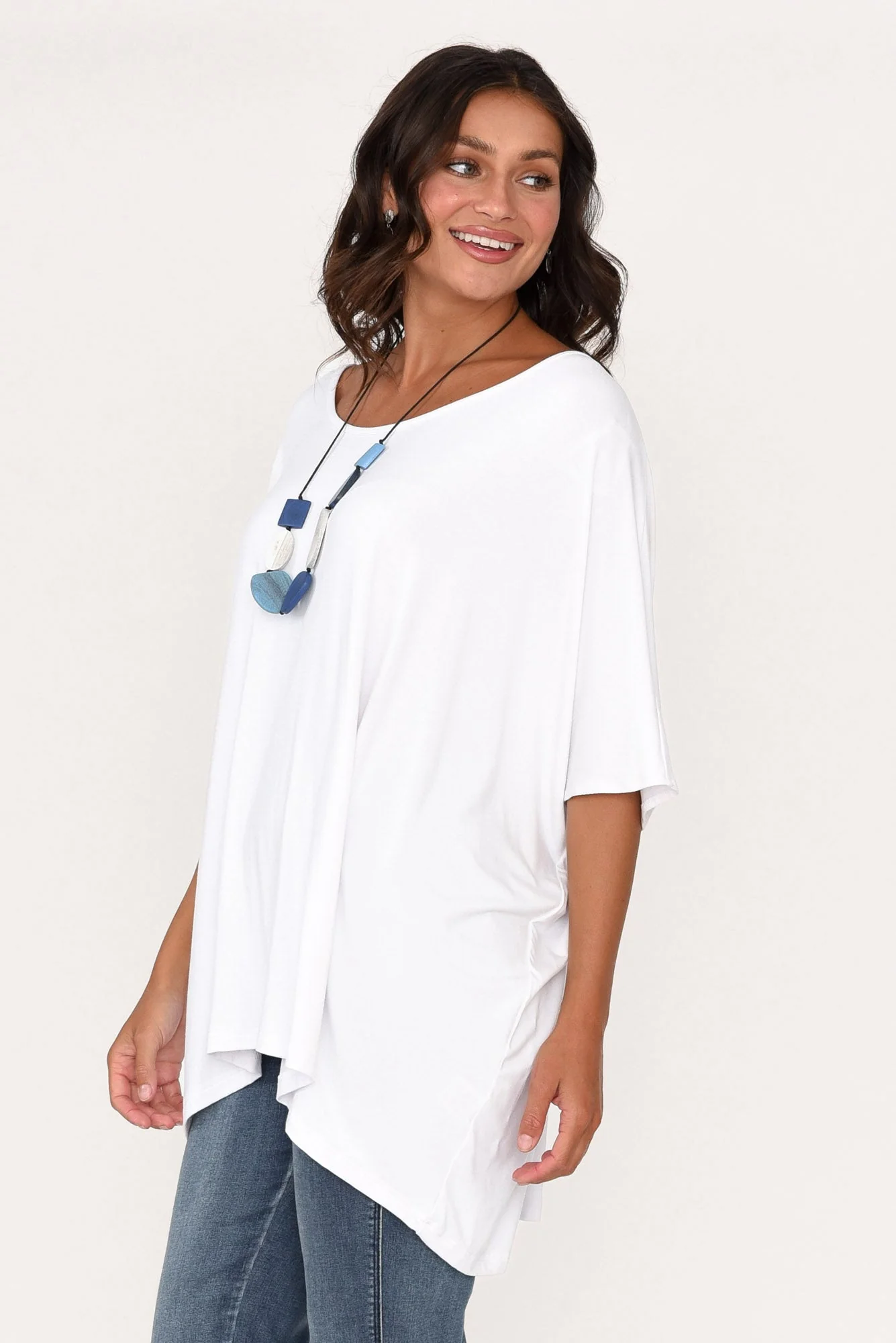 Sorronda White Bamboo Batwing Top - Image 10
