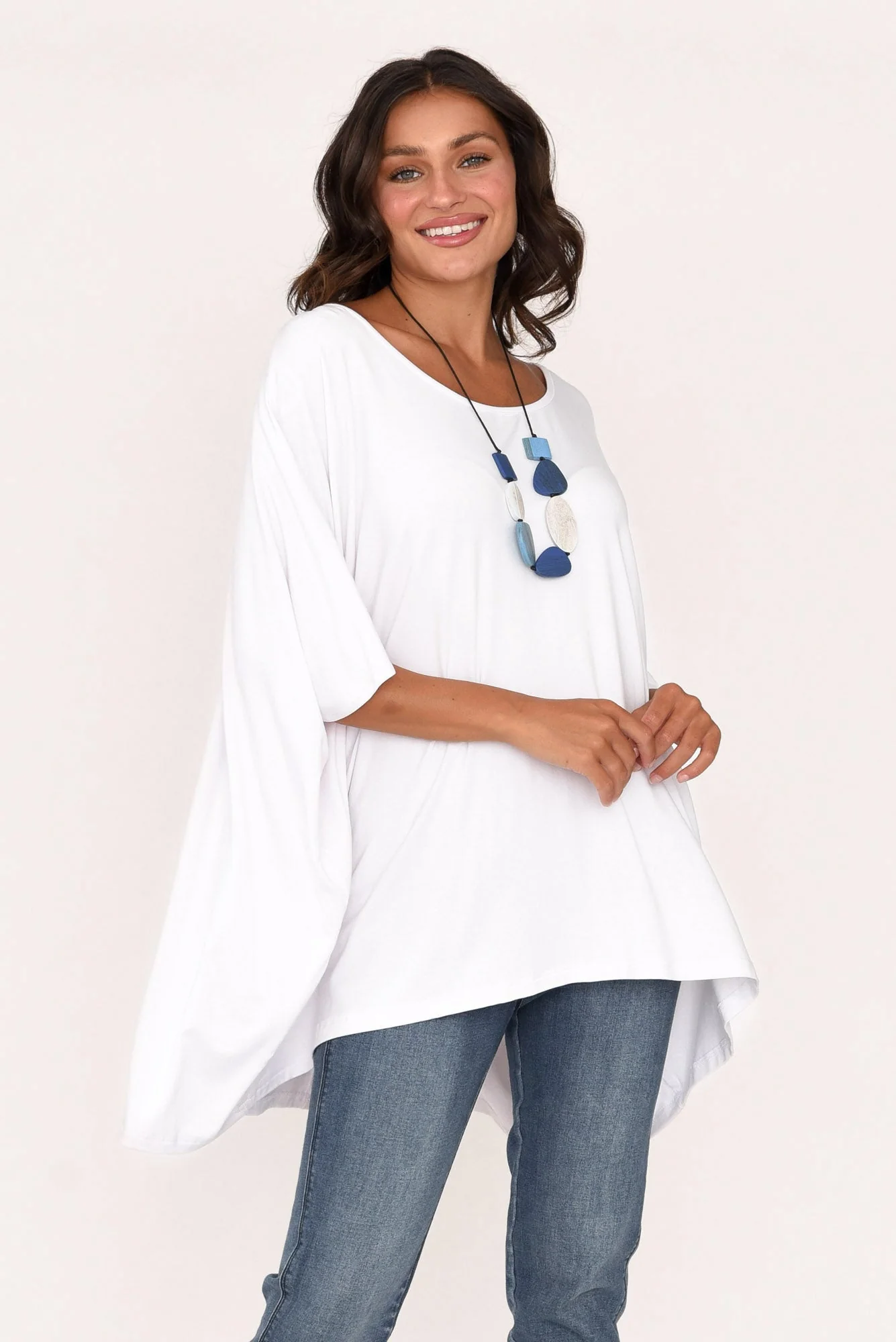 Sorronda White Bamboo Batwing Top - Image 8