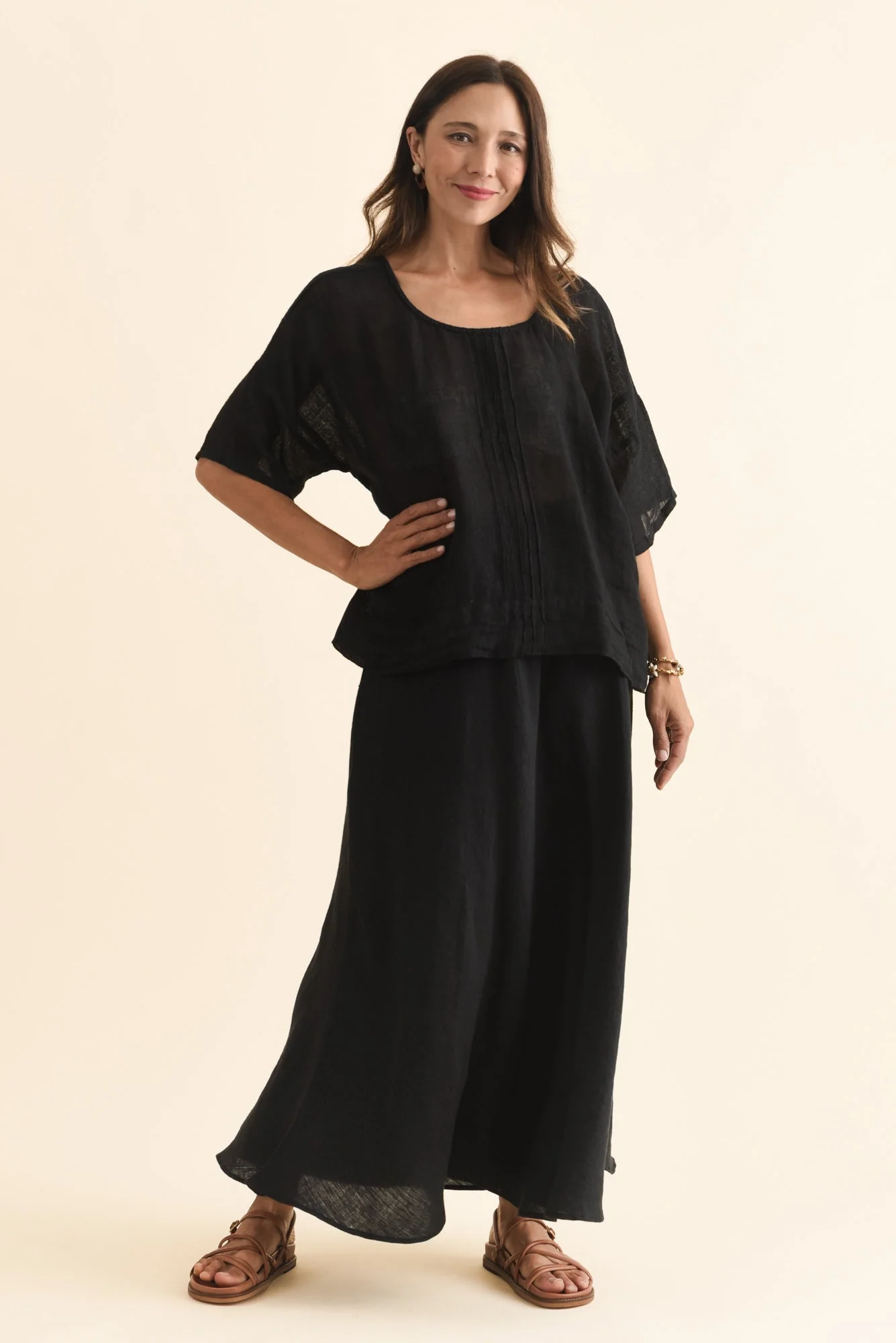 Sottana Black Linen Maxi Skirt - Image 2