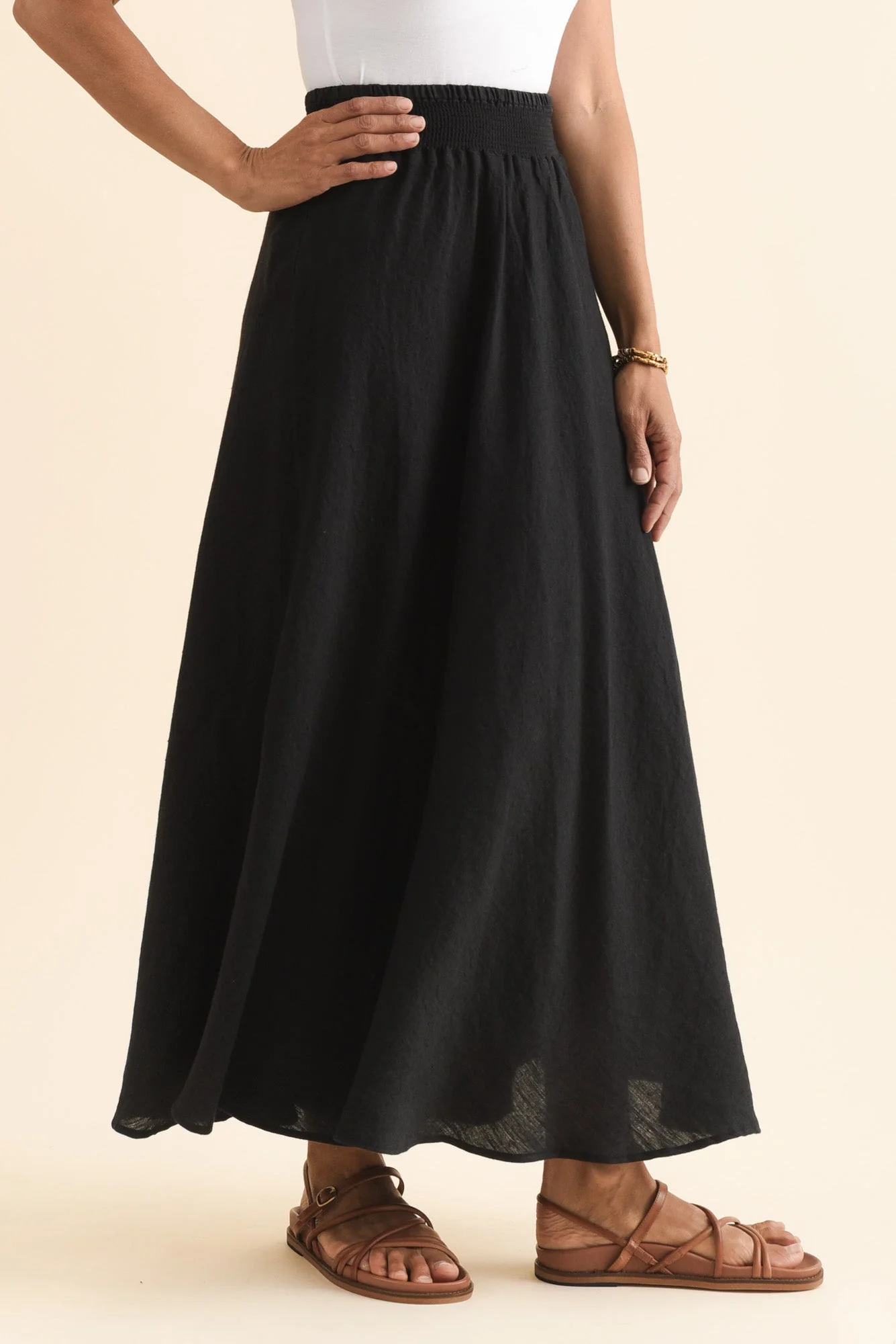 Sottana Black Linen Maxi Skirt - Image 3