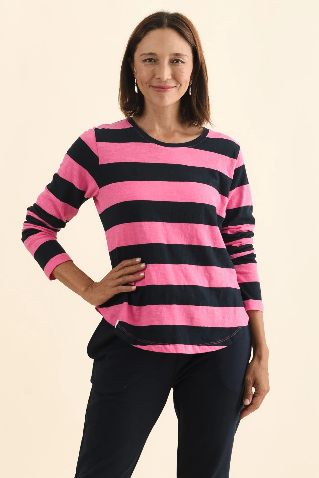 Spritz Navy Stripe Long Sleeve Tee