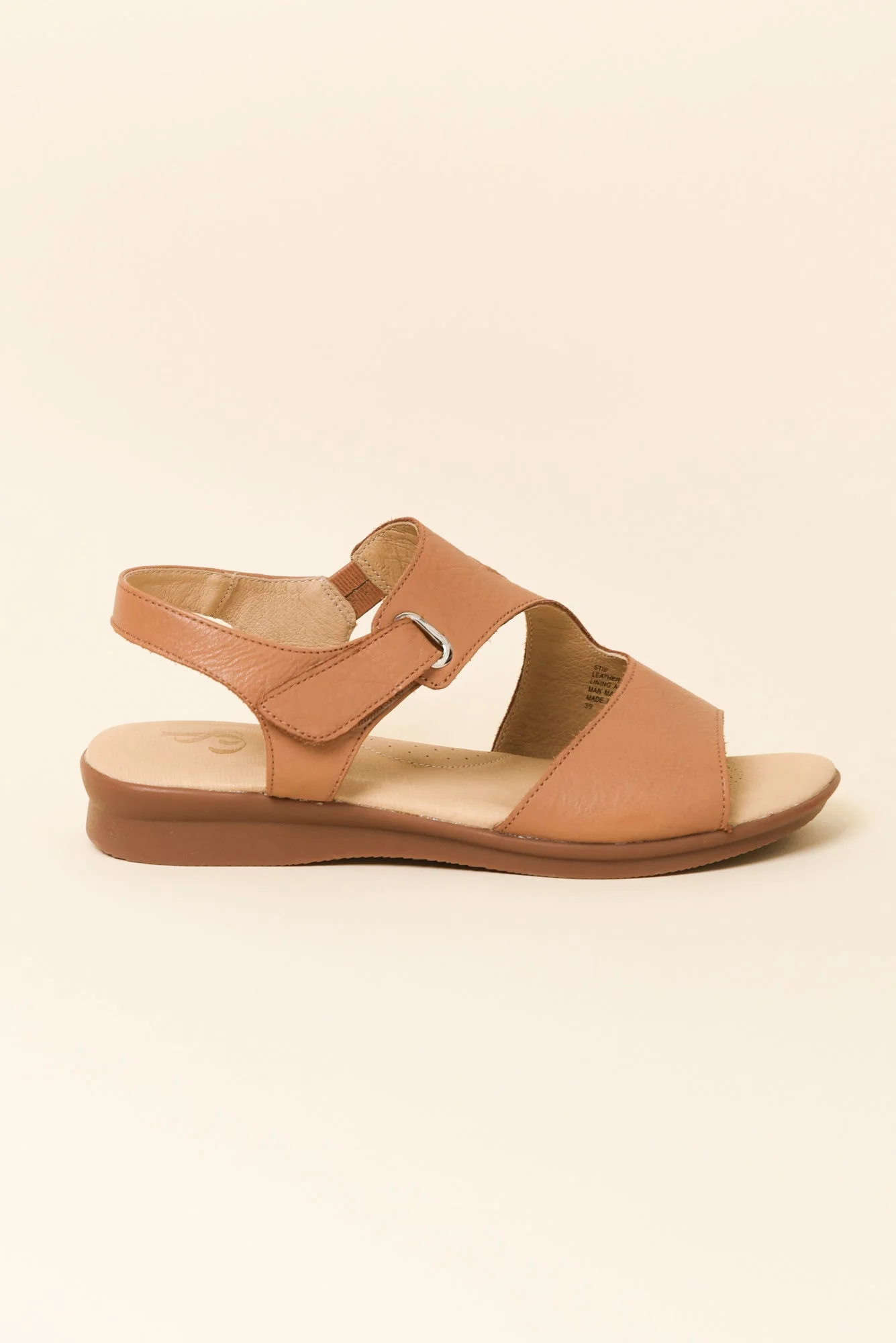 Stie Tan Leather Velcro Sandal