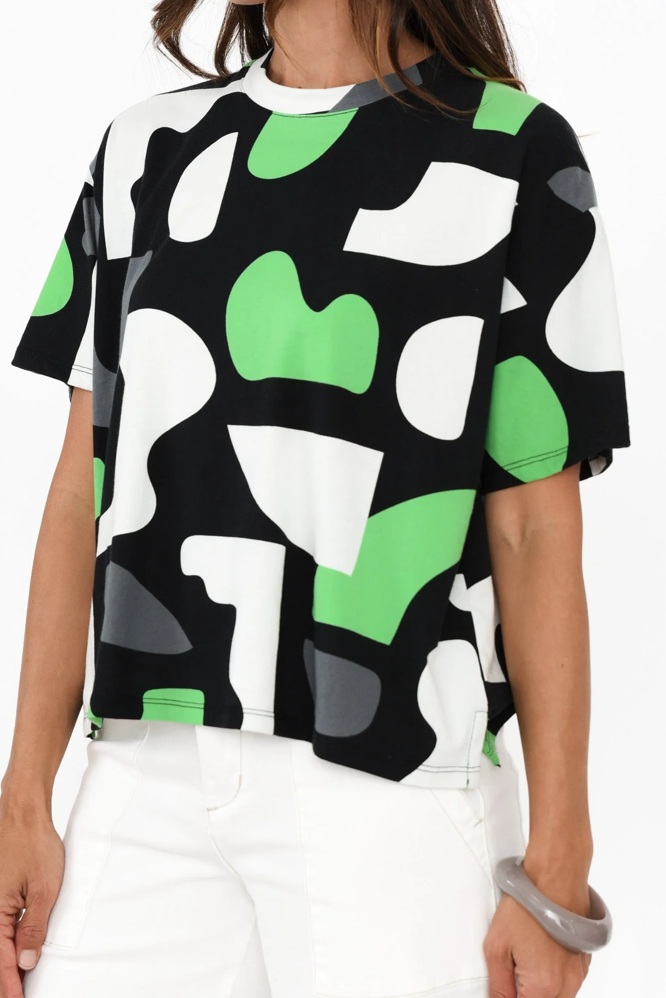 Stijl Green Abstract Cotton Tee - Image 5