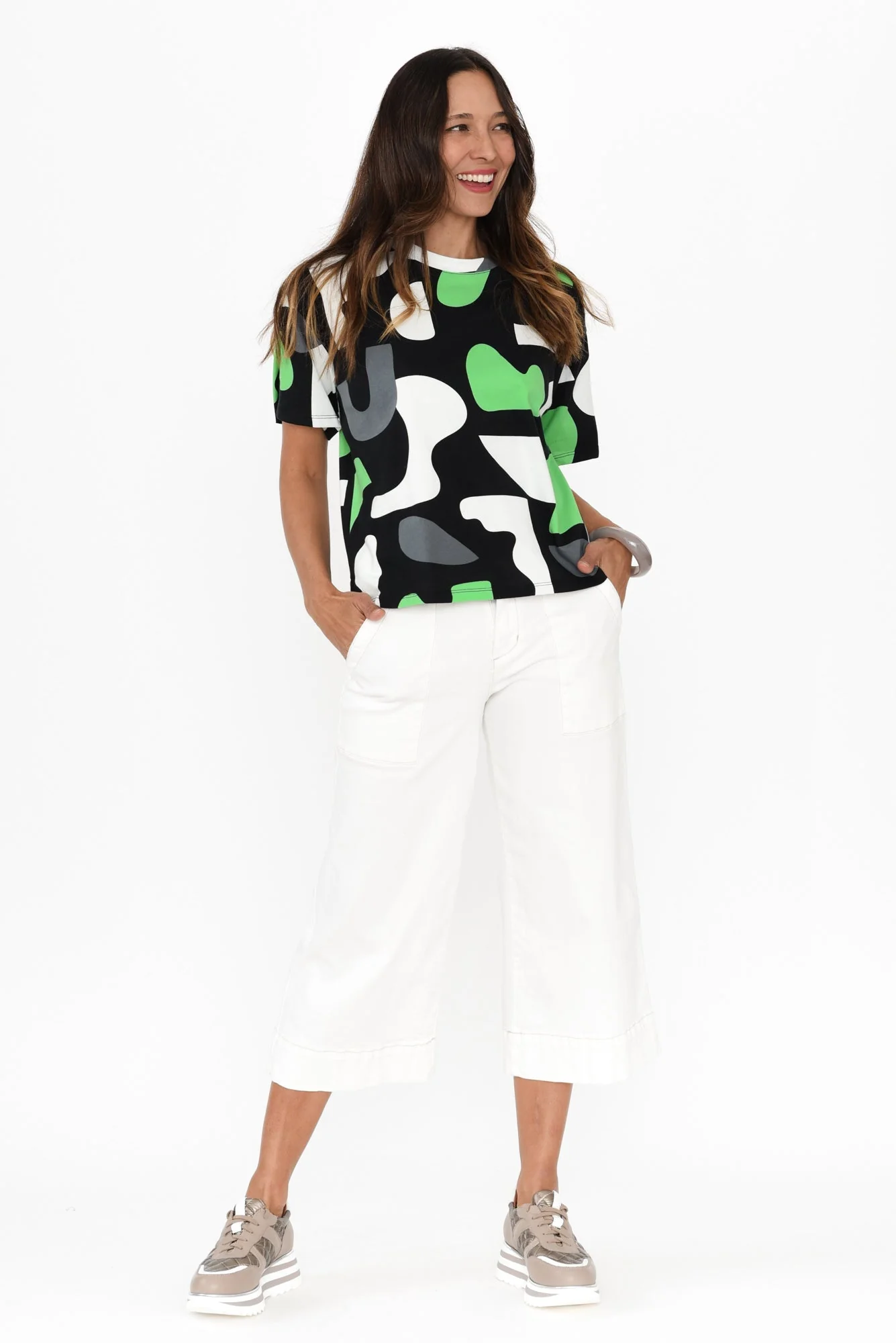Stijl Green Abstract Cotton Tee - Image 6