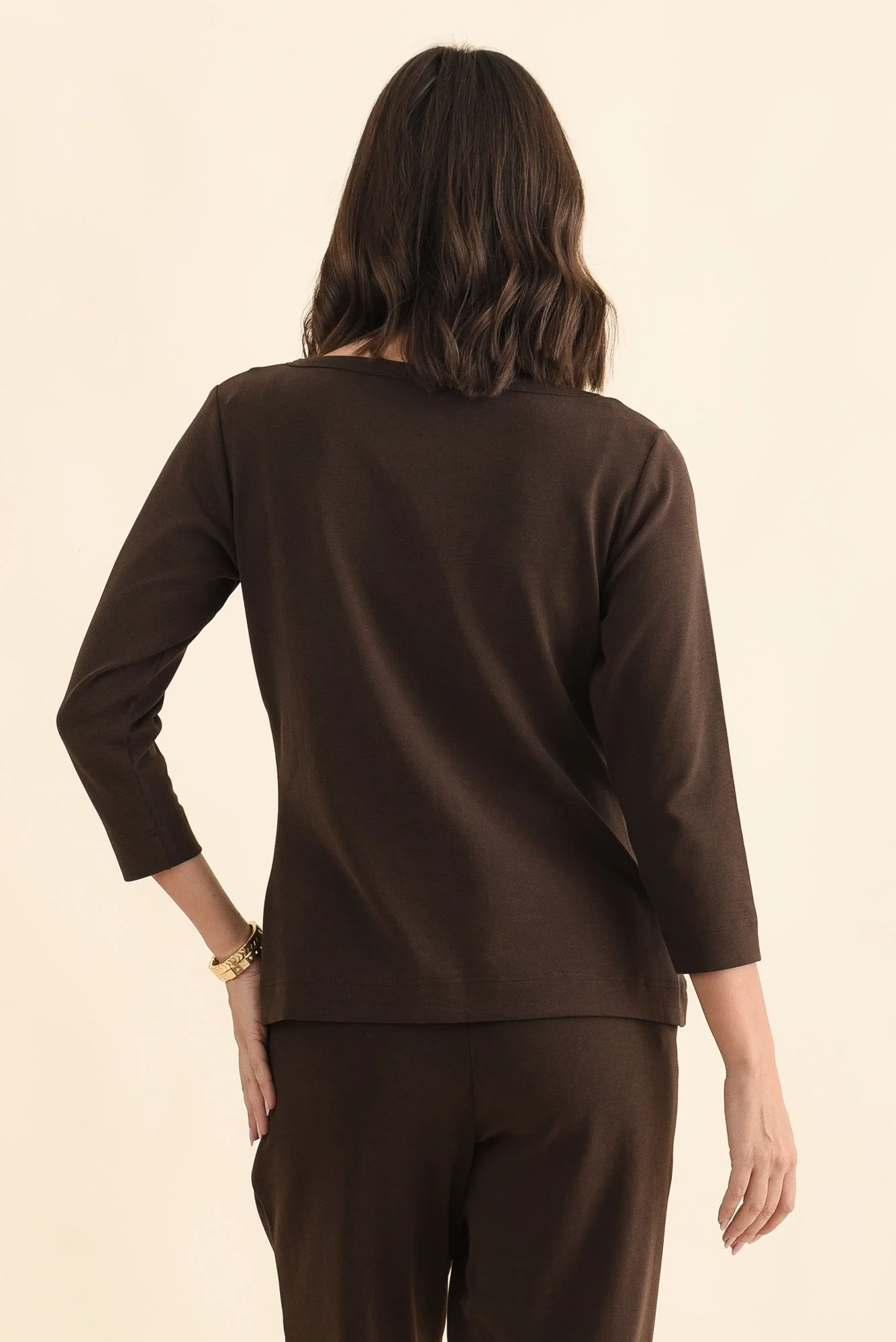 SuedeLuxe Chocolate 3/4 Sleeve Top - Image 4