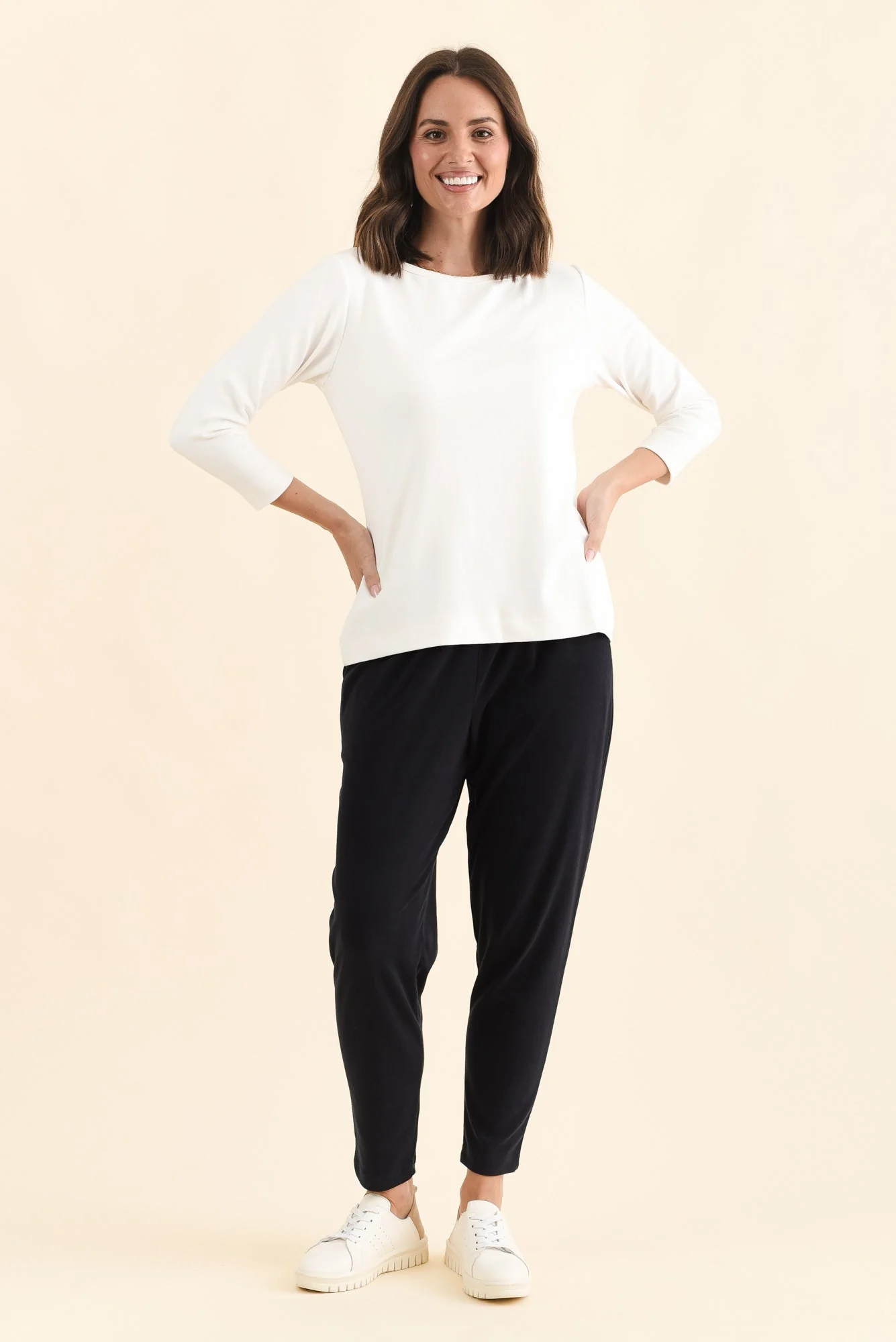 SuedeLuxe White 3/4 Sleeve Top - Image 2