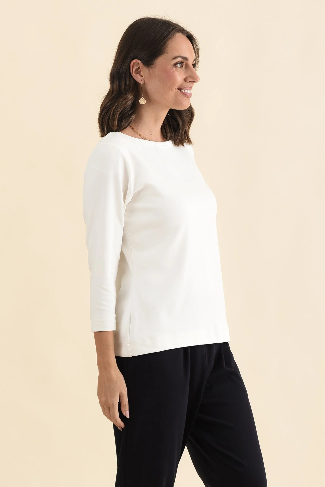 SuedeLuxe White 3/4 Sleeve Top - Image 3