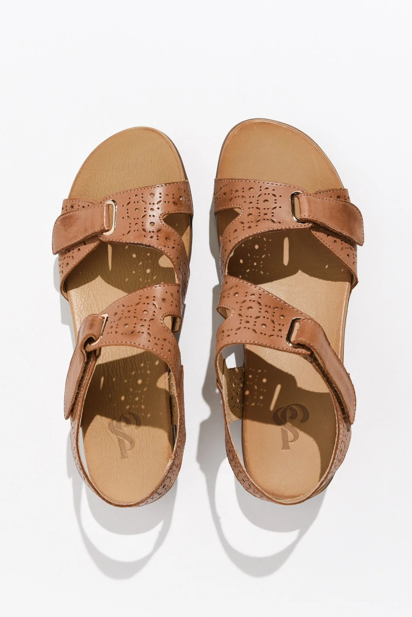Suit Tan Leather Cut Out Sandal - Image 4