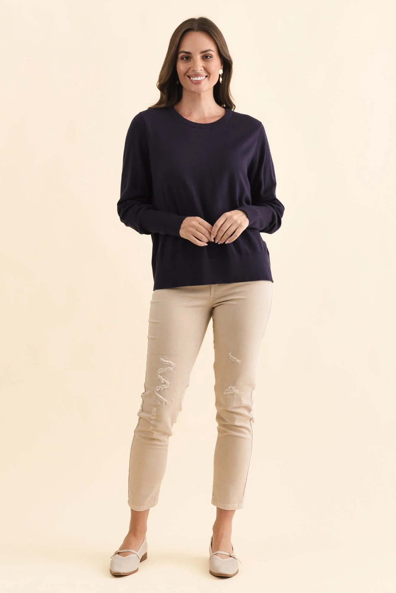 Sunny Navy Long Sleeve Knit Top - Image 7