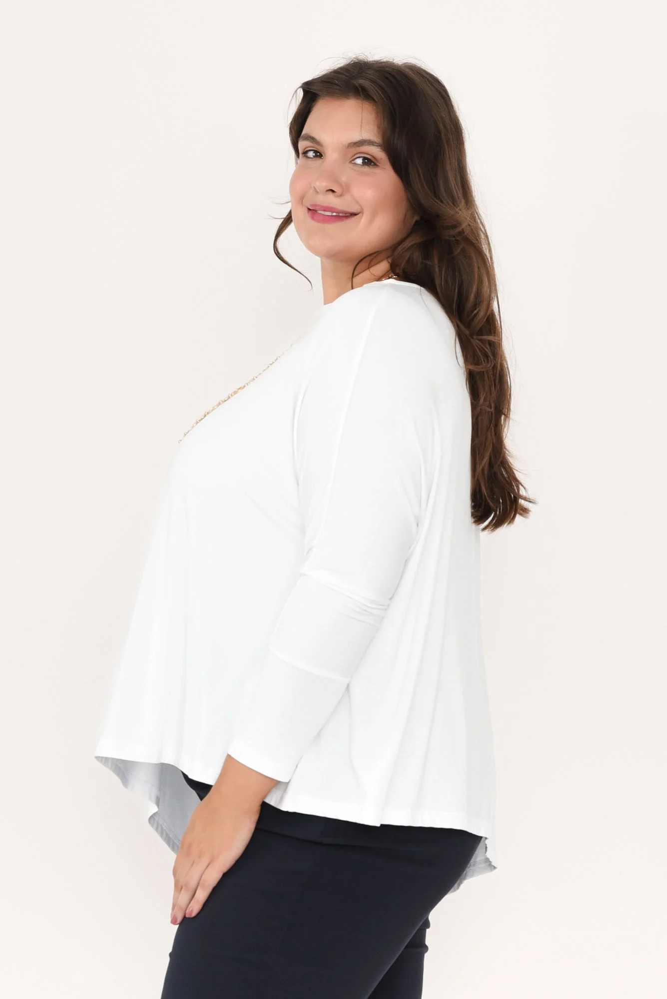 Susie White Asymmetrical Bamboo Top - Image 11