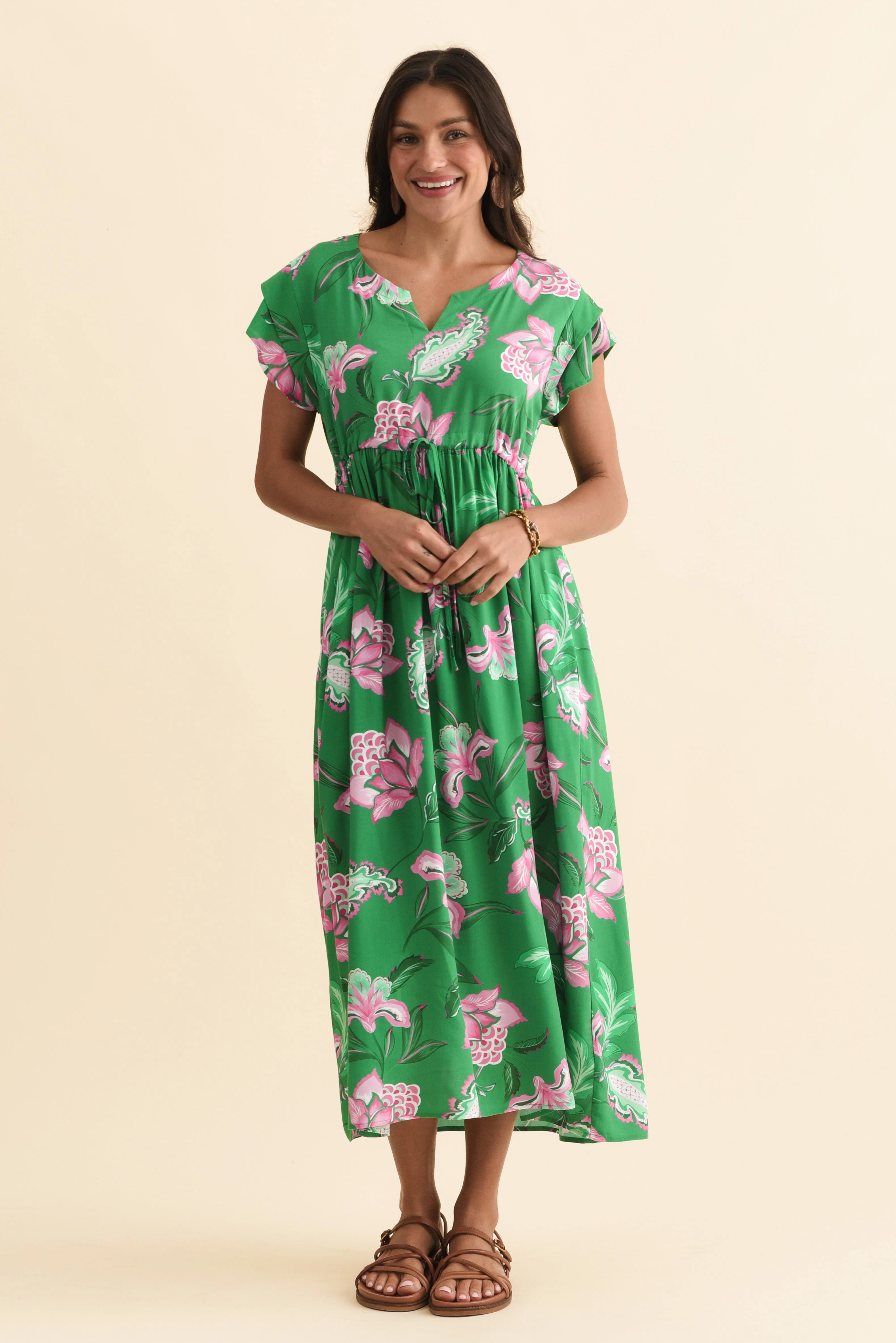 Suzette Green Flower Midi Dress - Image 6