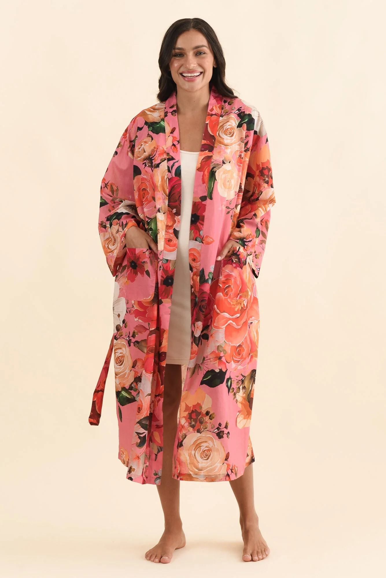 Taji Pink Rose Cotton Kimono - Image 2