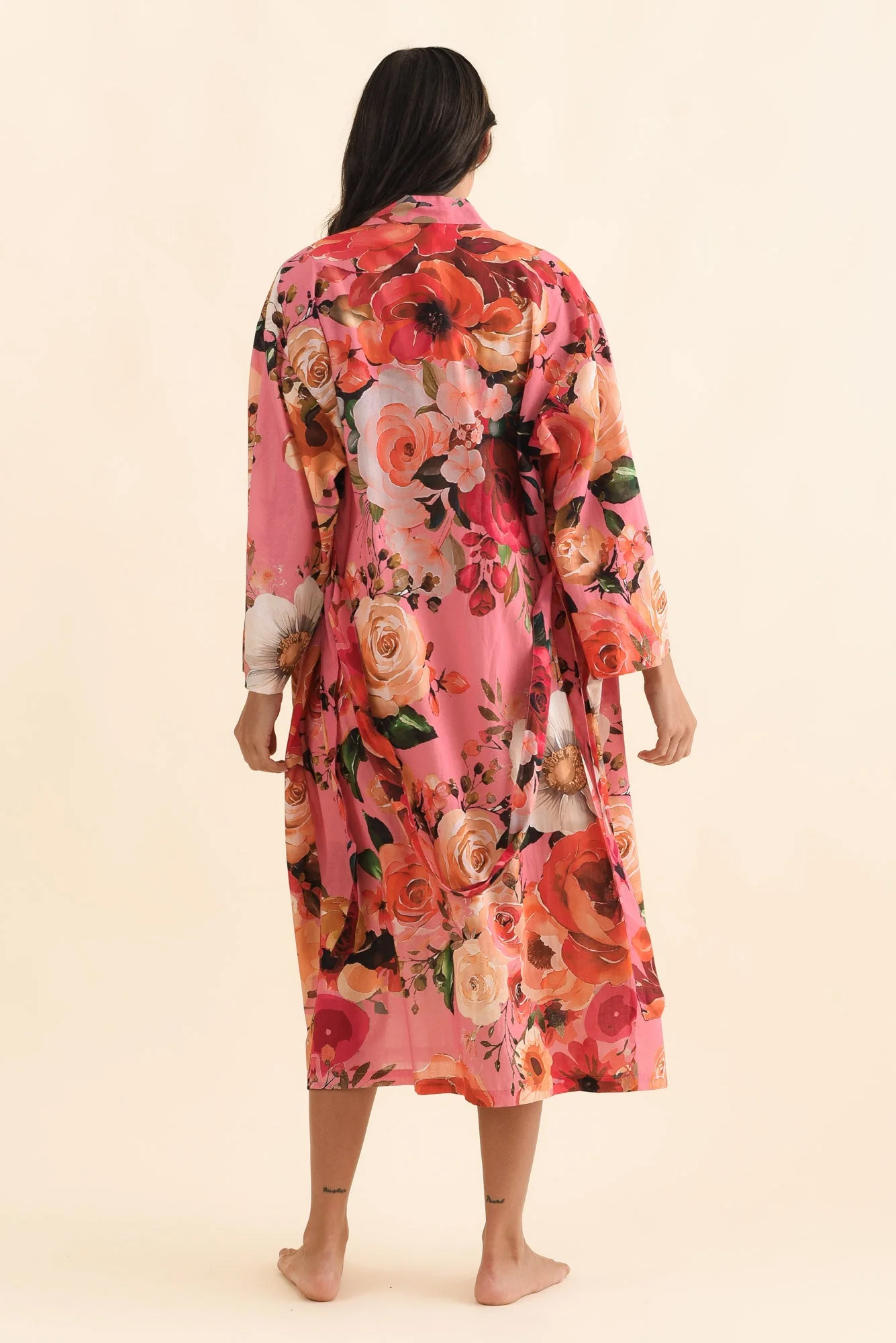 Taji Pink Rose Cotton Kimono - Image 4