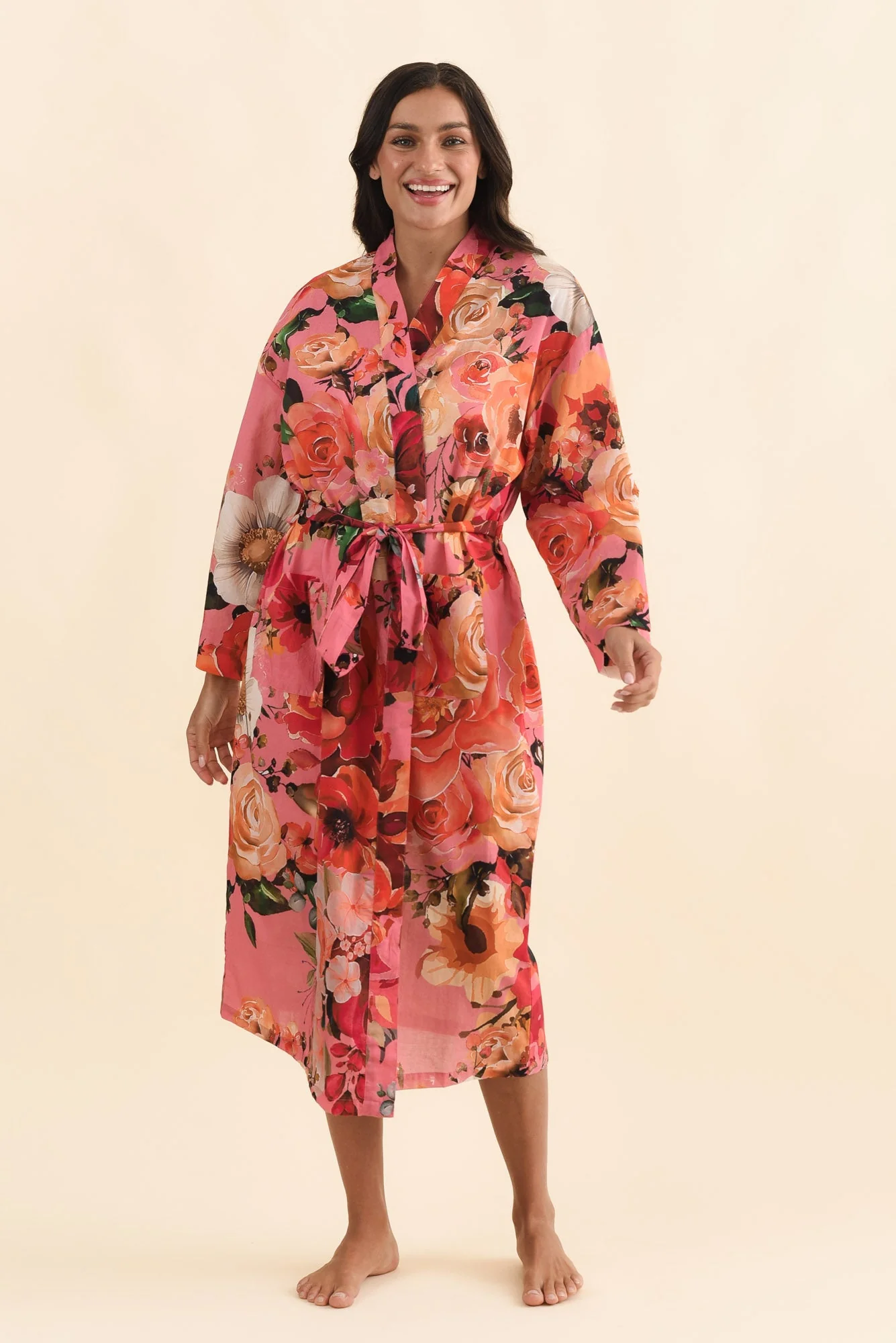 Taji Pink Rose Cotton Kimono - Image 6