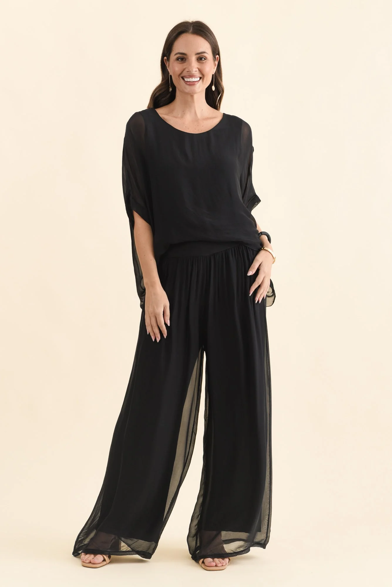 Talia Black Silk Layer Top - Image 6