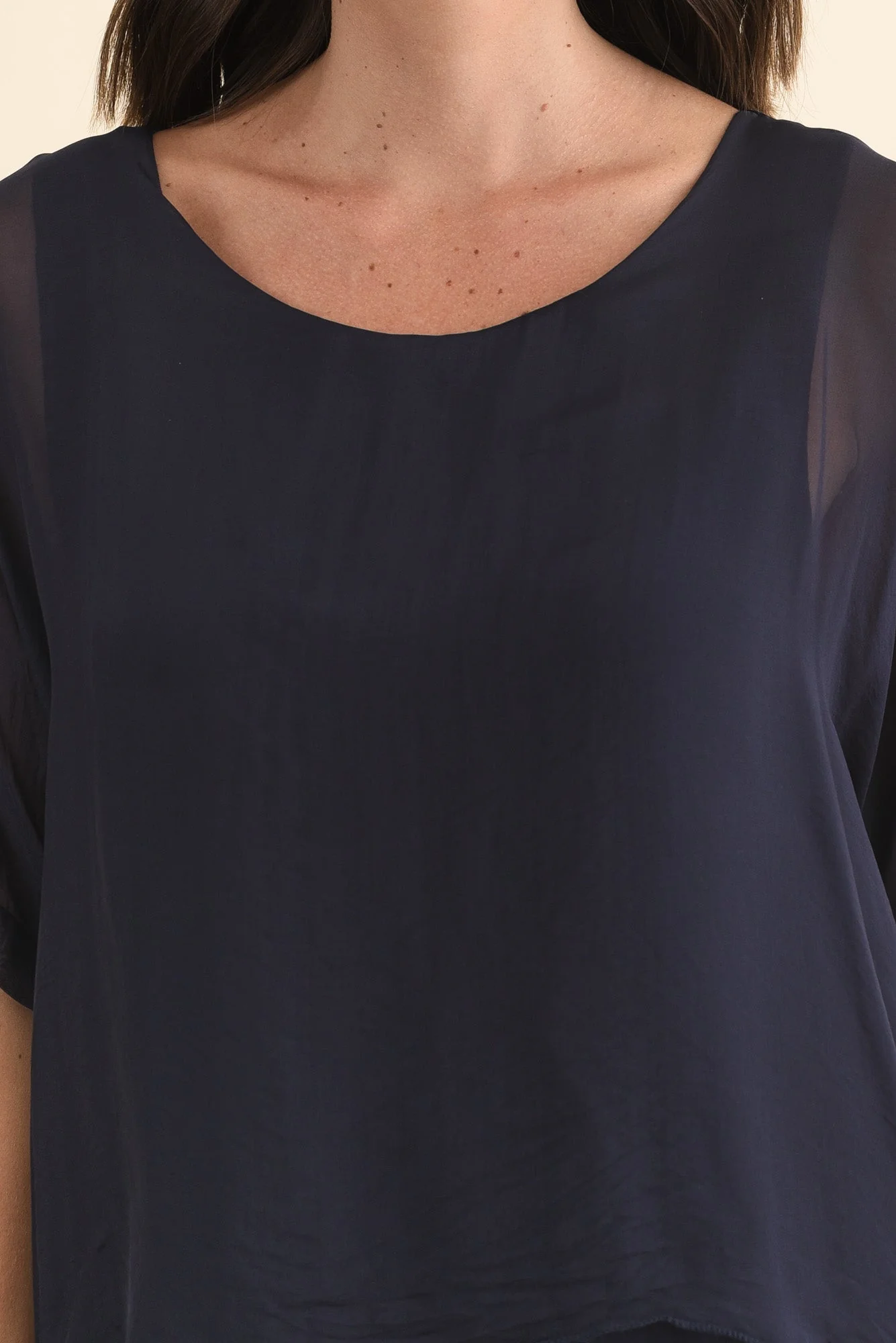 Talia Navy Silk Layer Top - Image 5