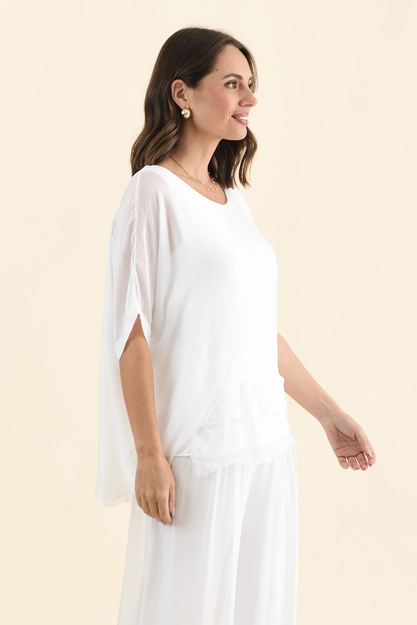 Talia White Silk Layer Top - Image 3