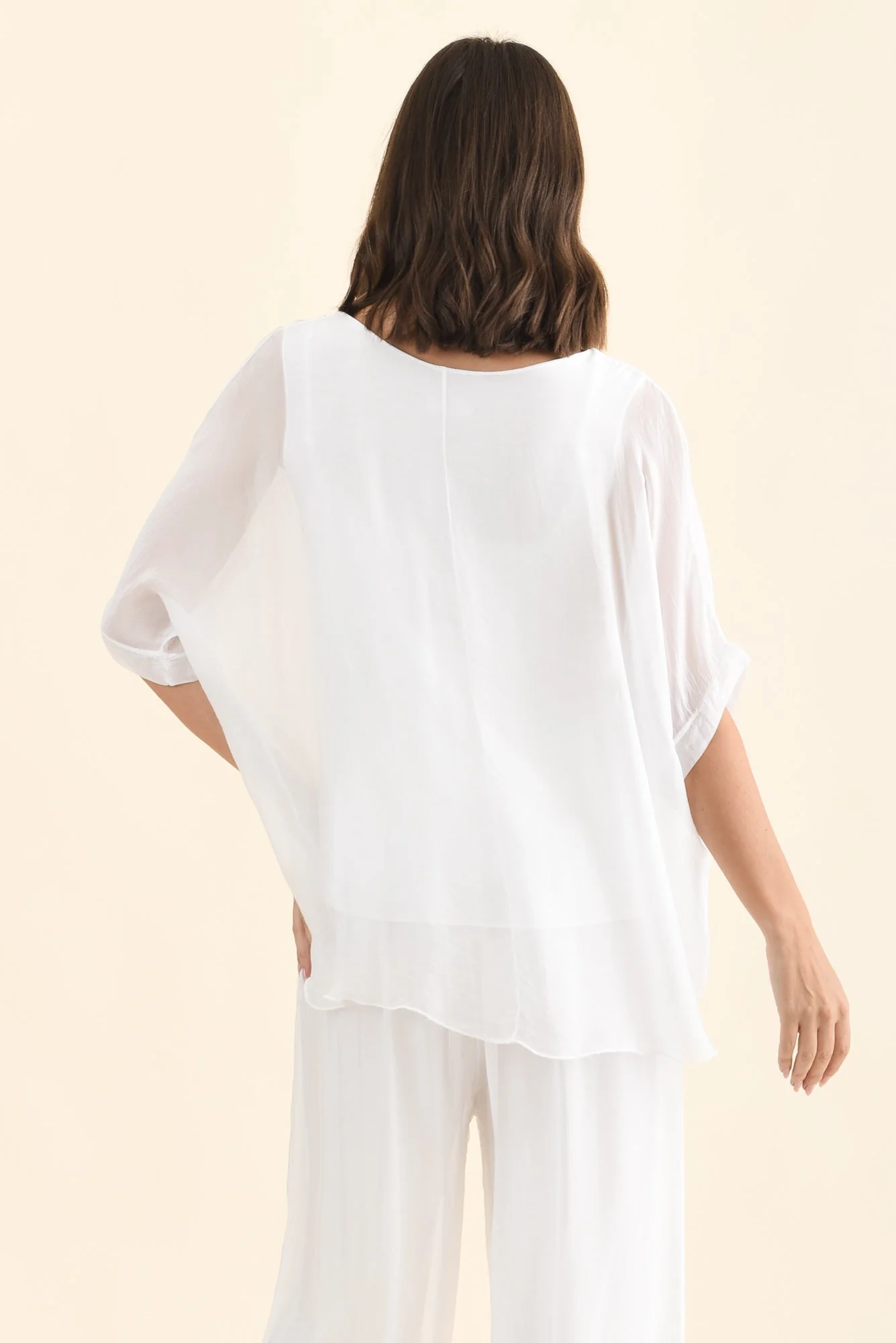 Talia White Silk Layer Top - Image 4