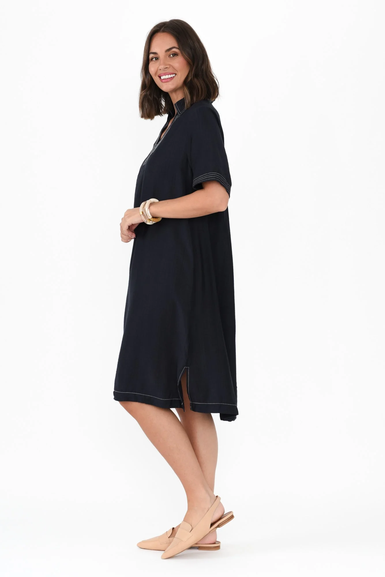 Tatiana Navy Contrast Collared Dress - Image 4