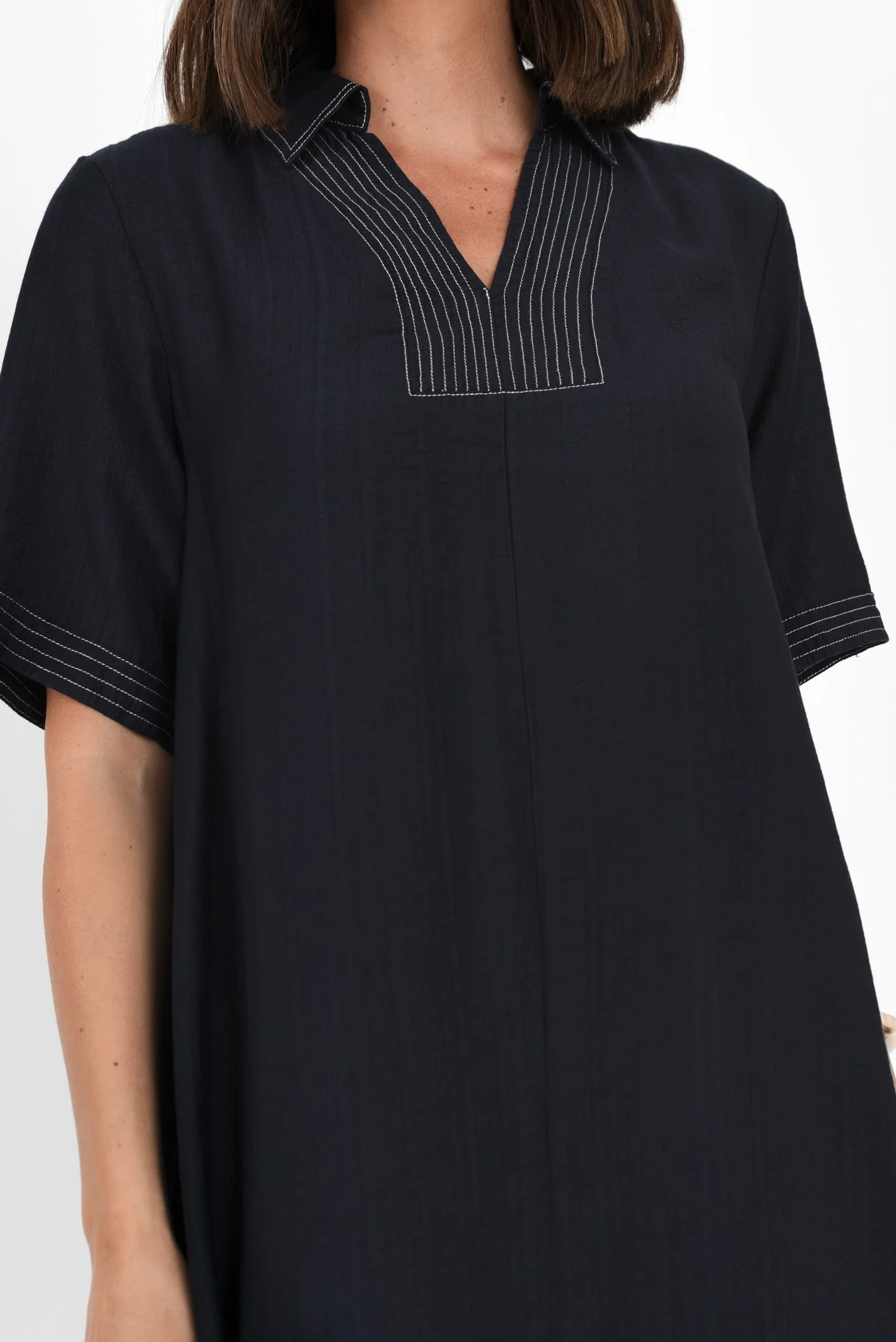 Tatiana Navy Contrast Collared Dress - Image 6