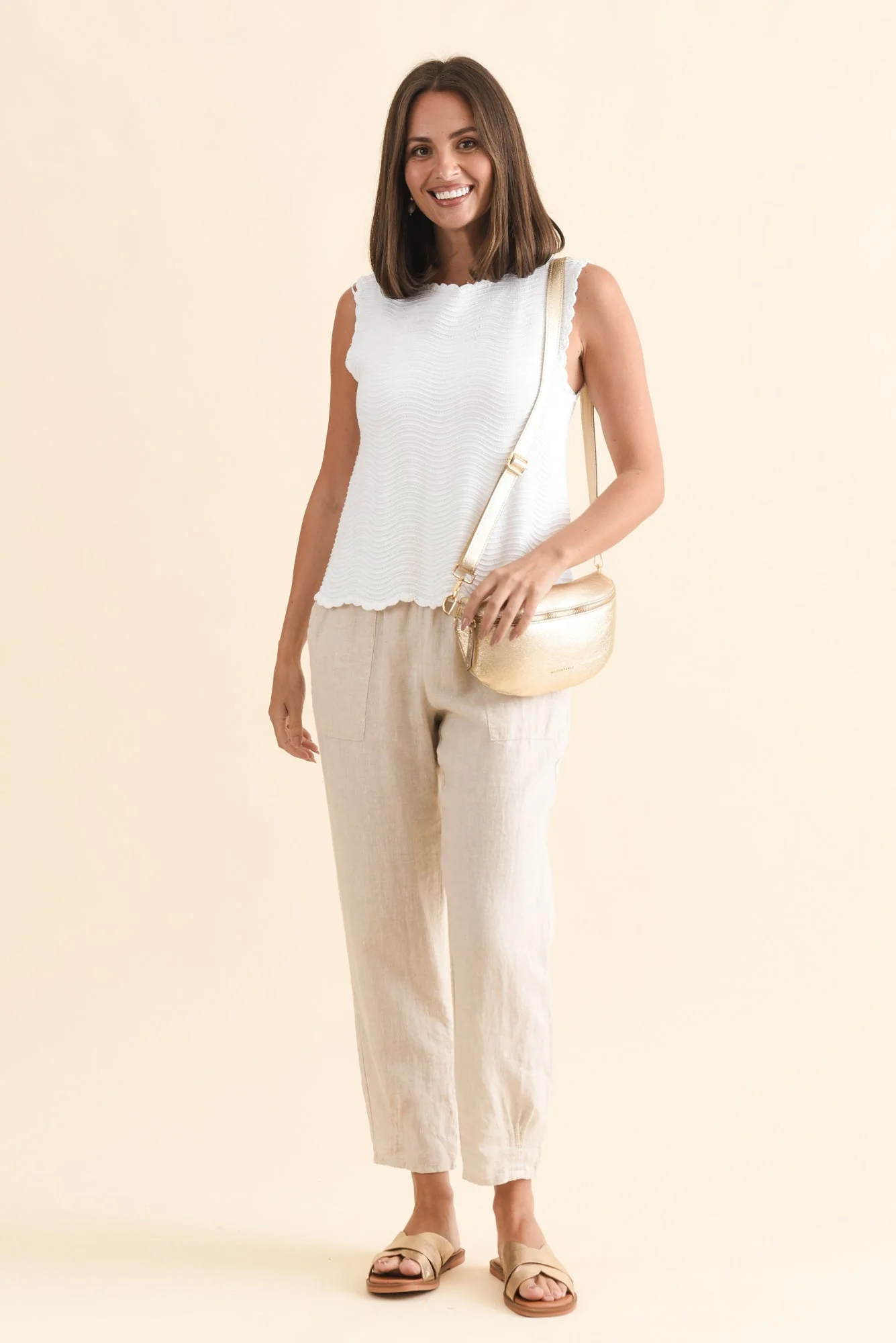 Tatum Beige Linen Pants - Image 3