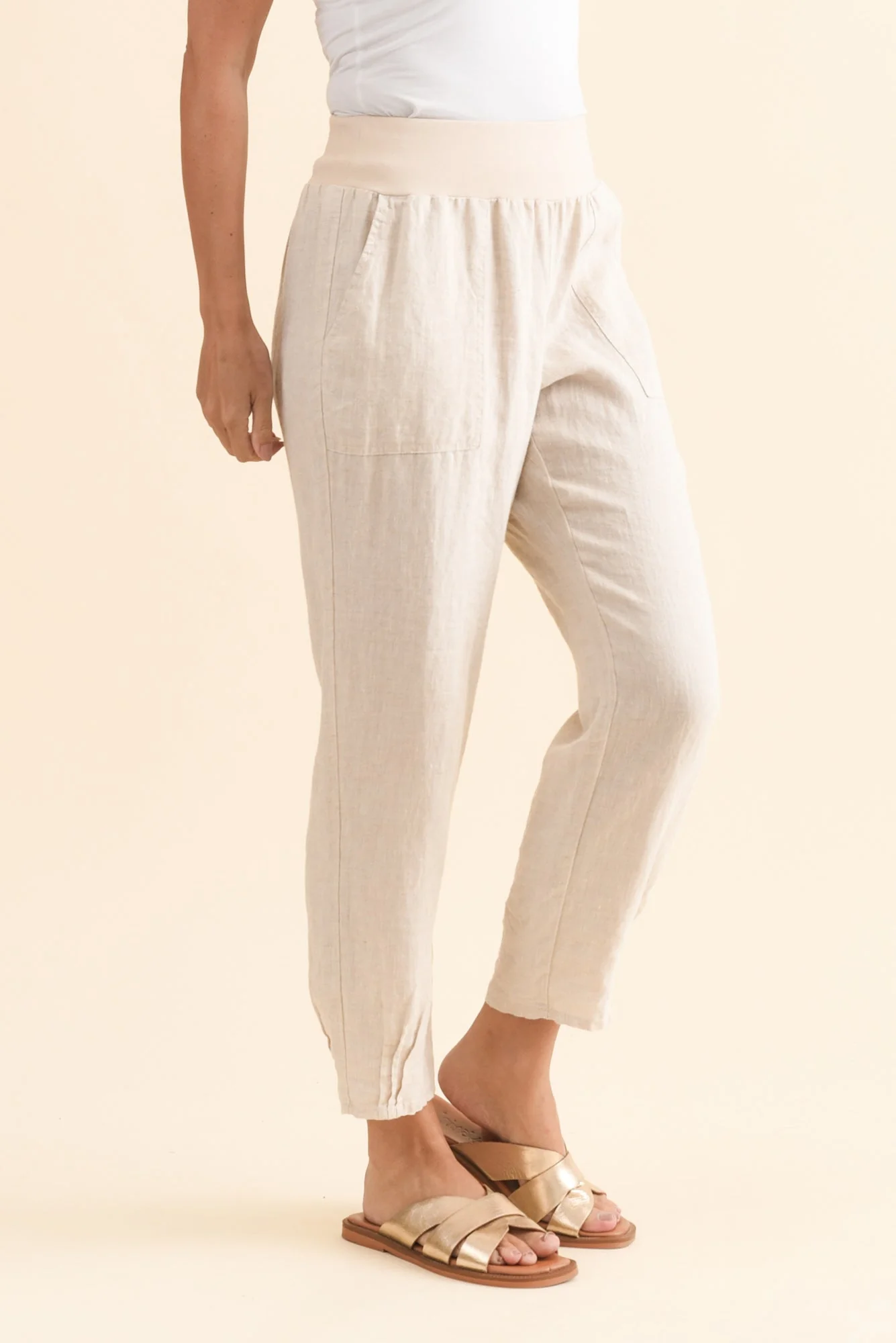 Tatum Beige Linen Pants - Image 4