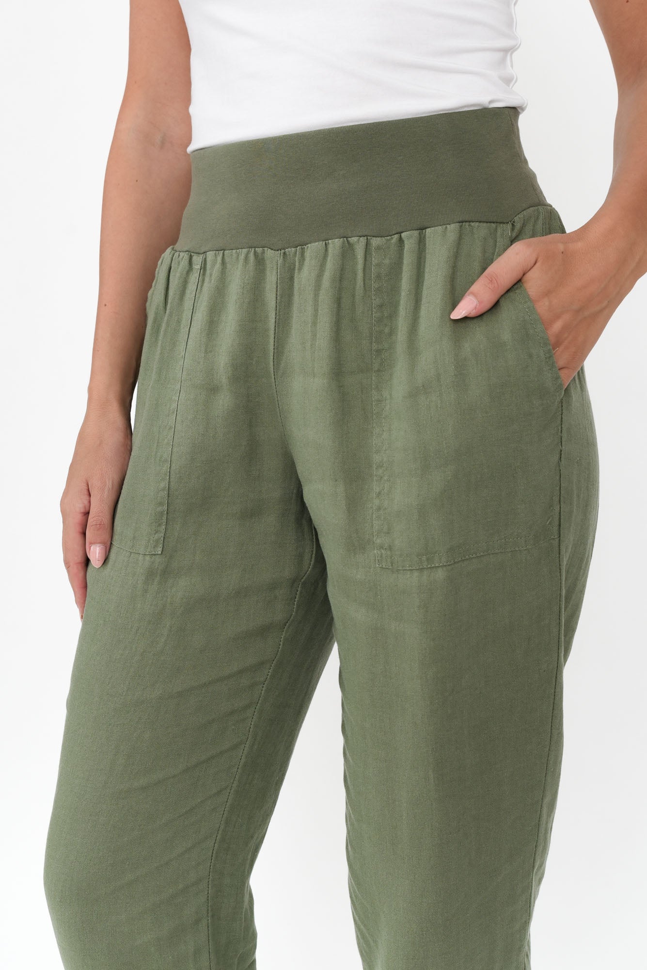 Tatum Khaki Linen Pants - Image 4