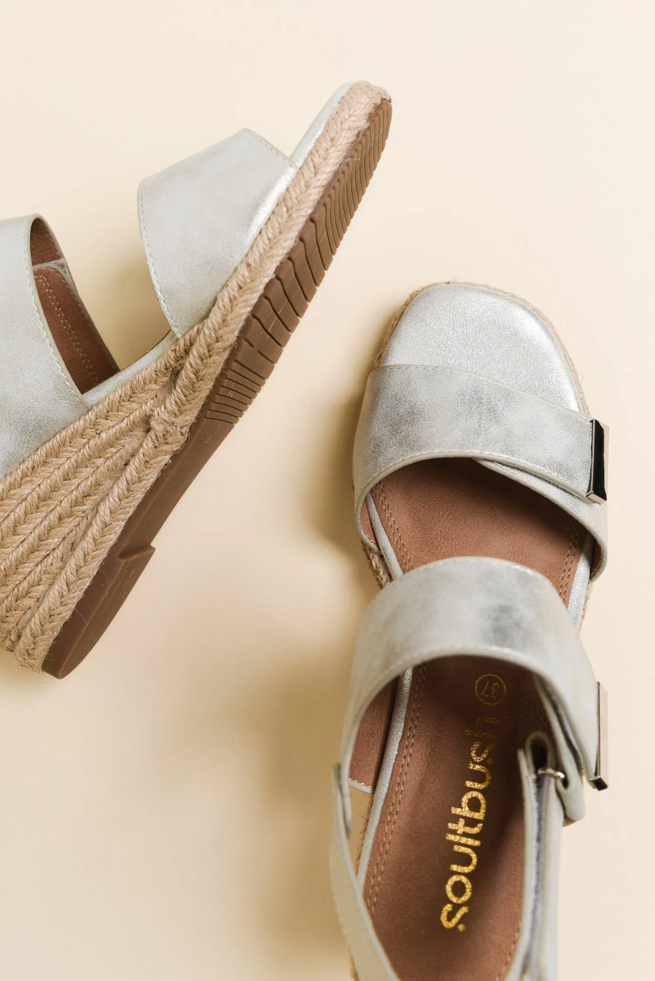 Teach Silver Espadrille Velcro Wedge - Image 3