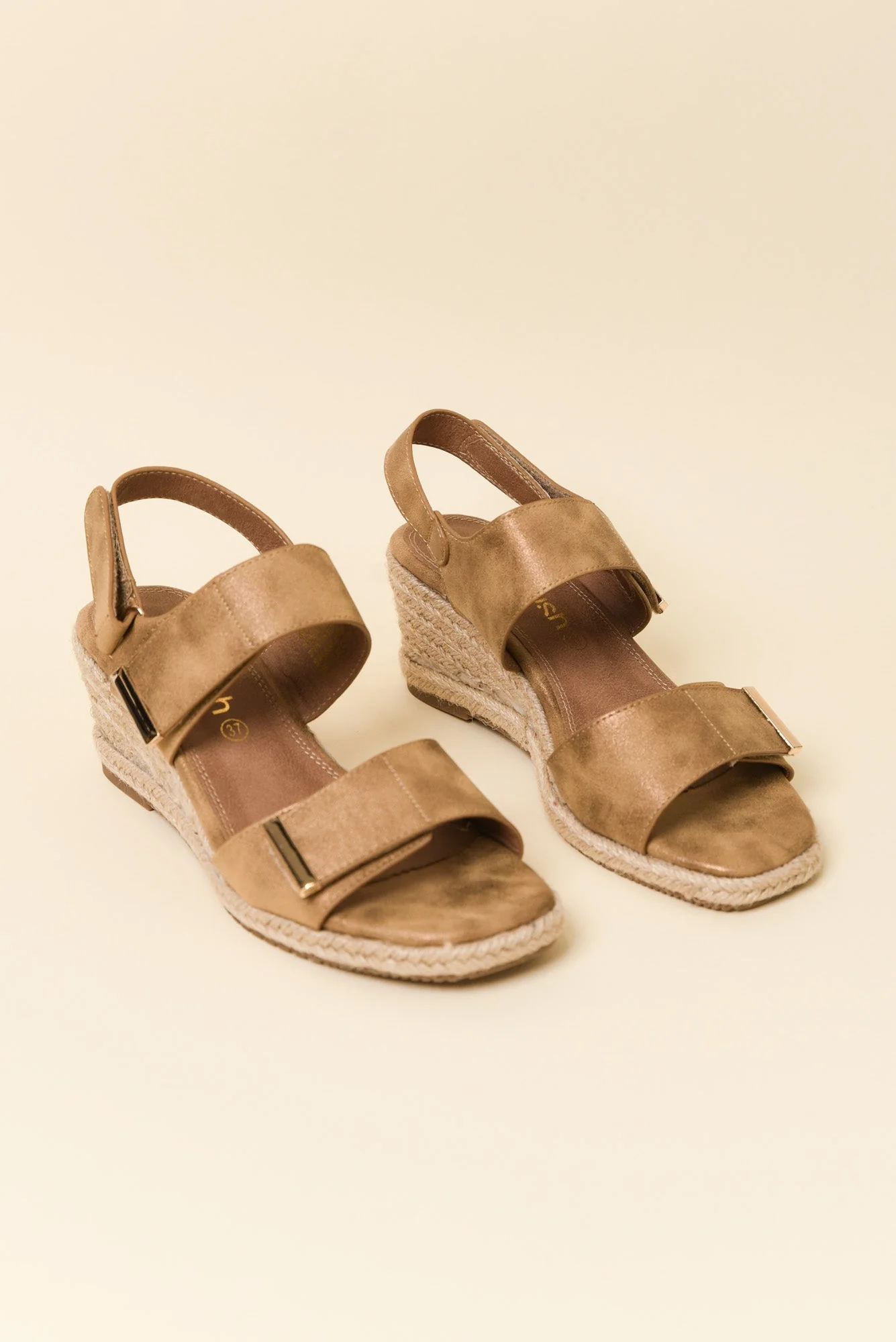 Teach Tan Espadrille Velcro Wedge - Image 3