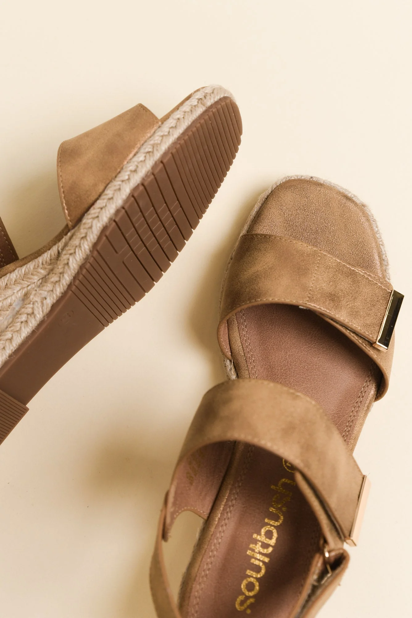 Teach Tan Espadrille Velcro Wedge - Image 4