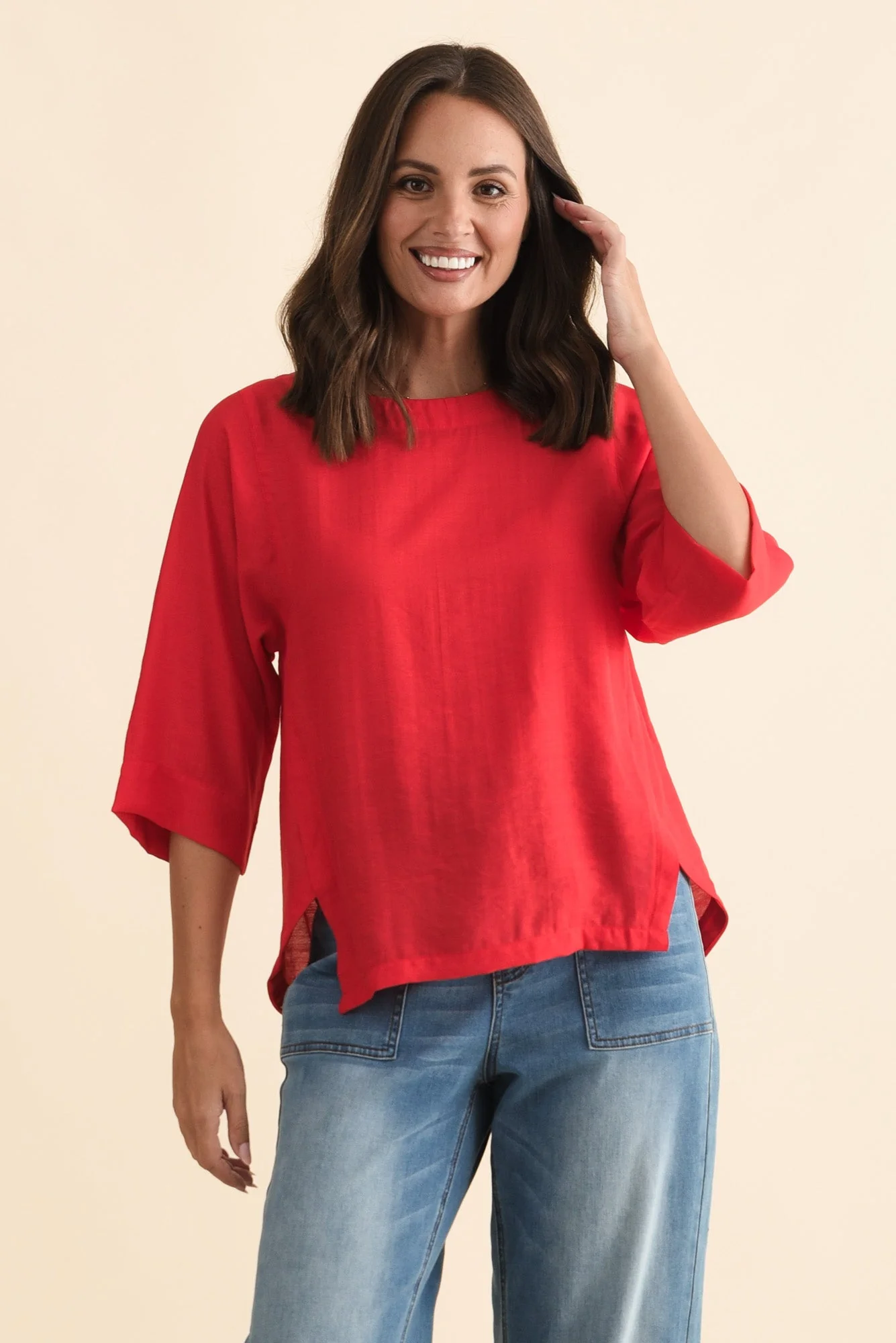 Tommy Red Side Split Top