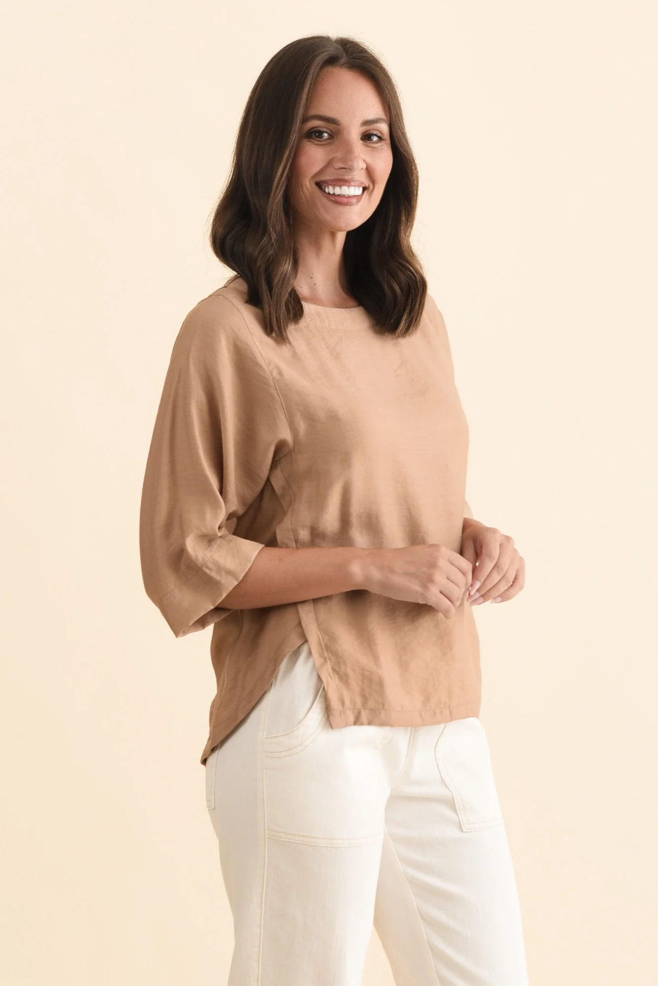 Tommy Taupe Side Split Top - Image 4