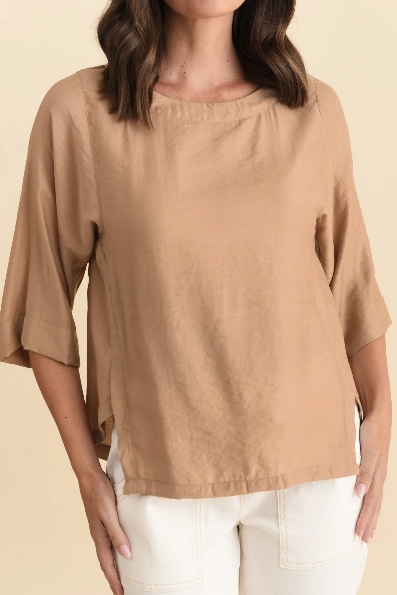 Tommy Taupe Side Split Top - Image 6
