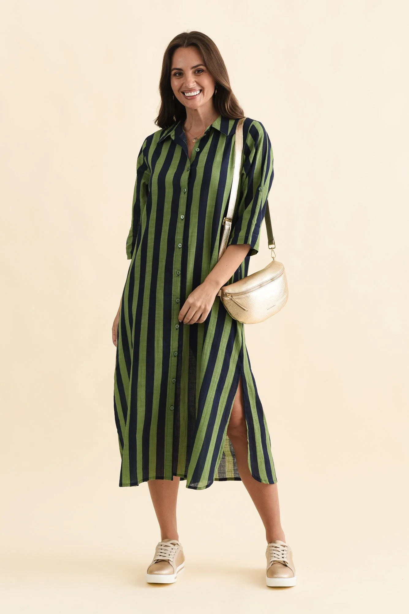 Tricia Indigo Stripe Cotton Shirt Dress