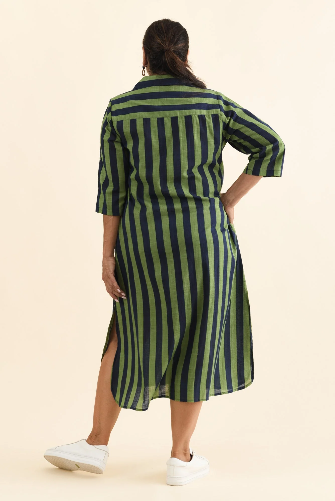 Tricia Indigo Stripe Cotton Shirt Dress - Image 10