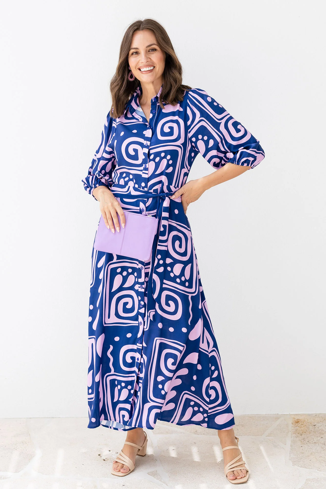 Trinity Navy Abstract Tie Dress