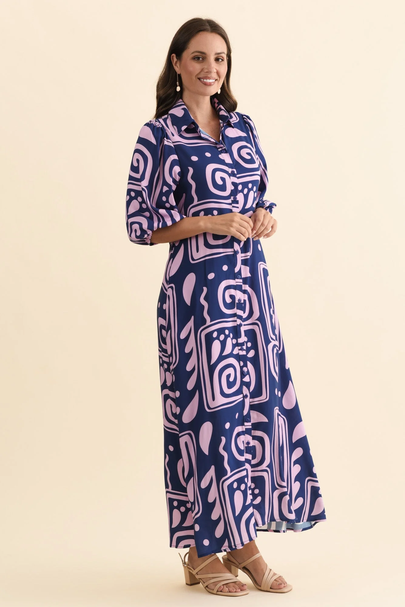 Trinity Navy Abstract Tie Dress - Image 4