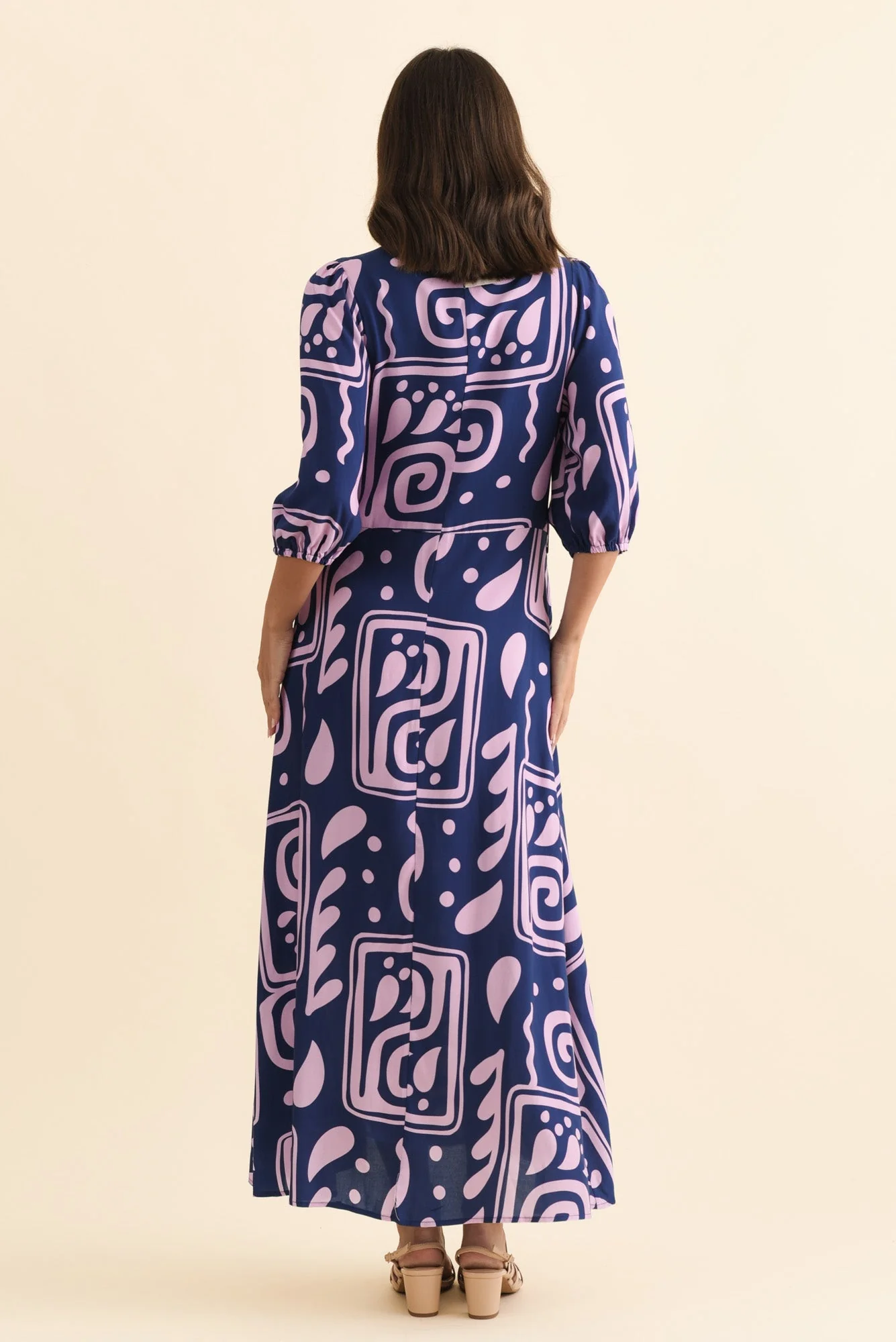 Trinity Navy Abstract Tie Dress - Image 5