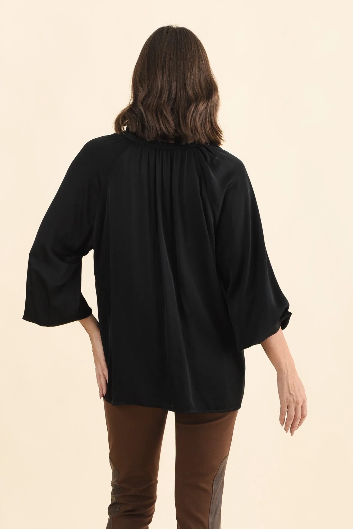 Trove Black Silk Ruffle Top - Image 4