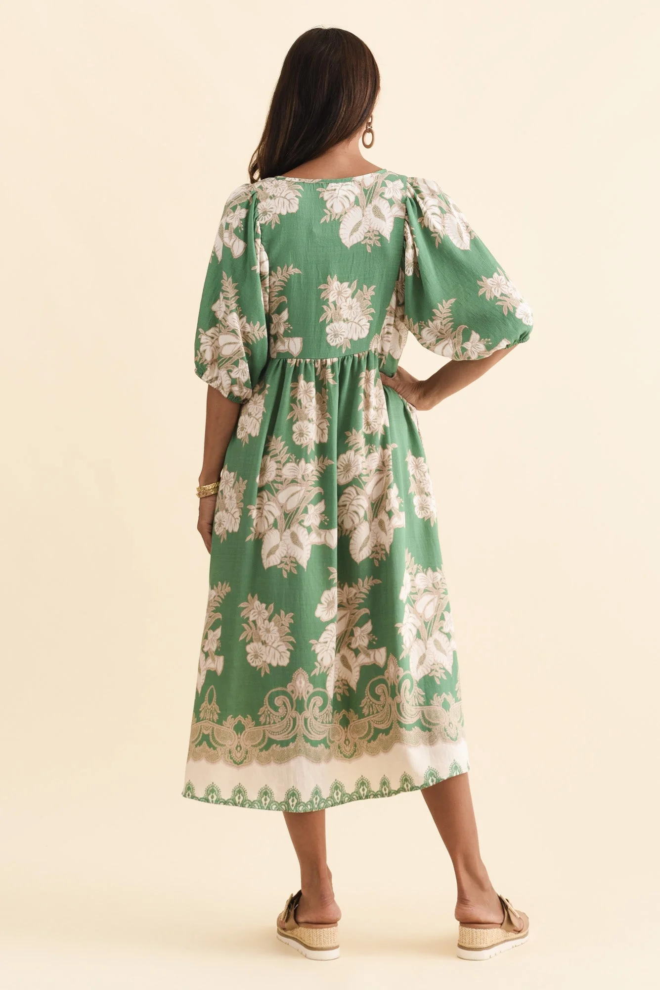 Troyanne Green Garden Midi Dress - Image 5