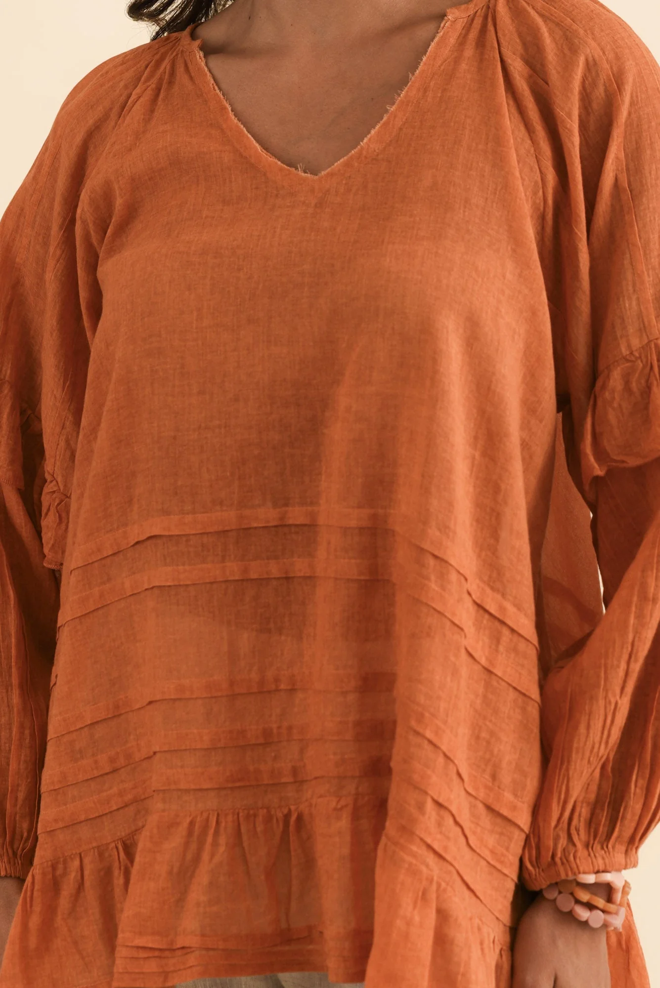 Valencia Orange Cotton Frill Top - Image 5
