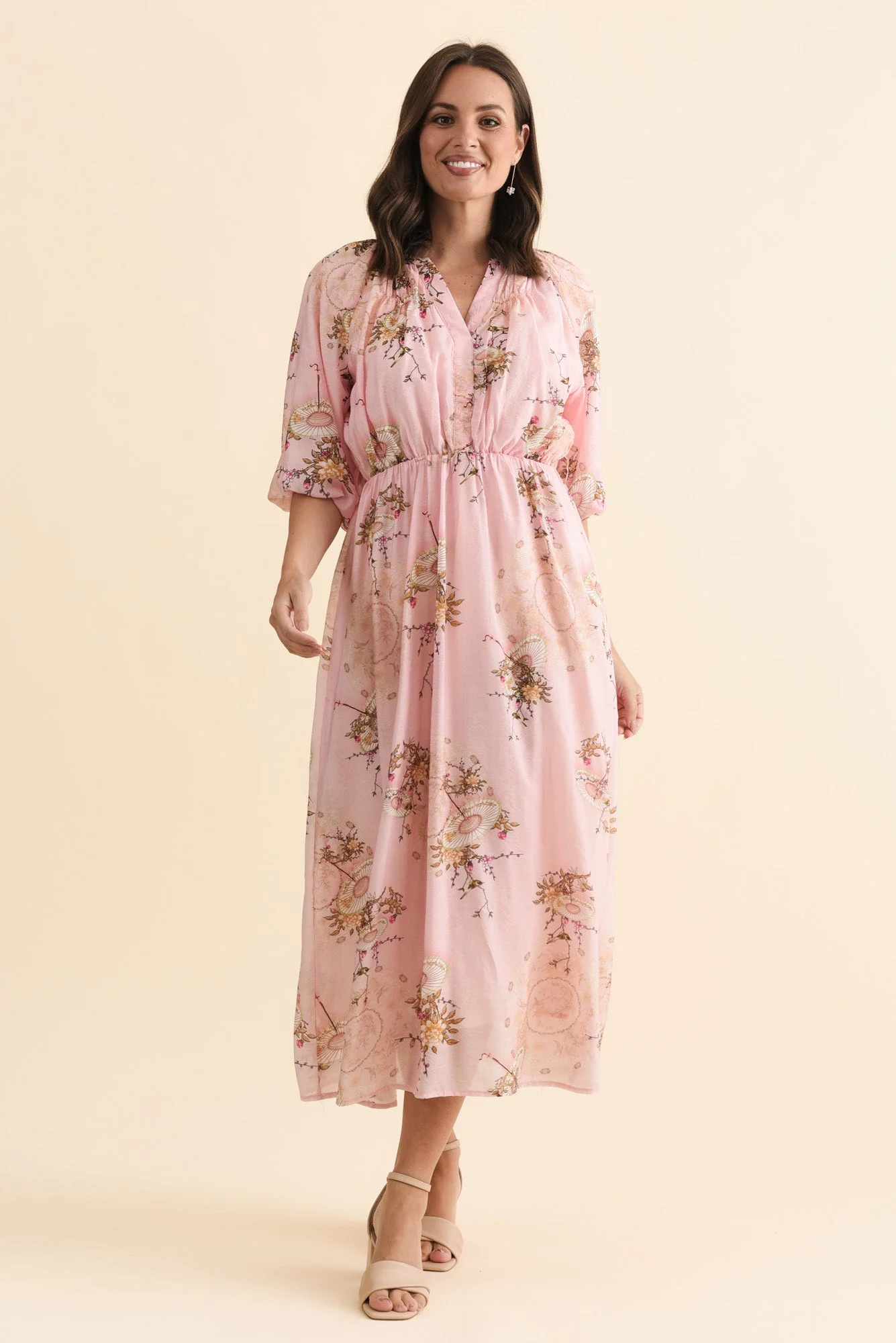 Vinette Pink Garden Cotton Tie Dress - Image 6
