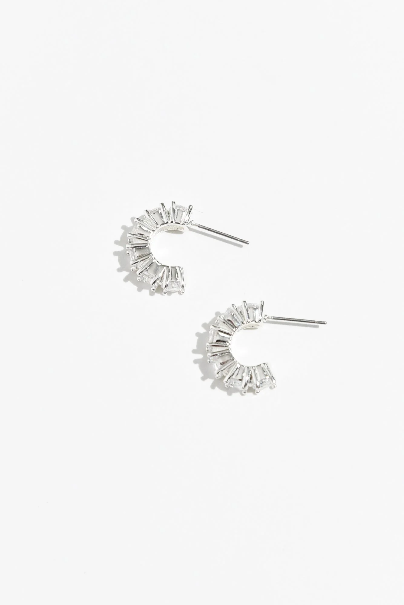 Vittoria Silver Crystal Half Hoop Earrings