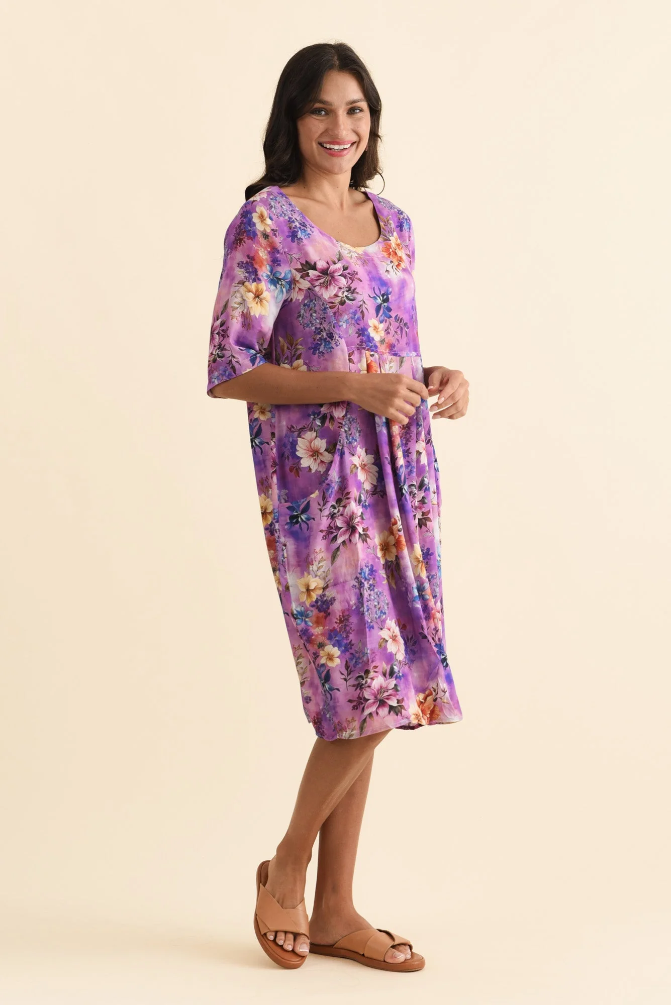 Vossi Purple Floral Pocket Dress - Image 3