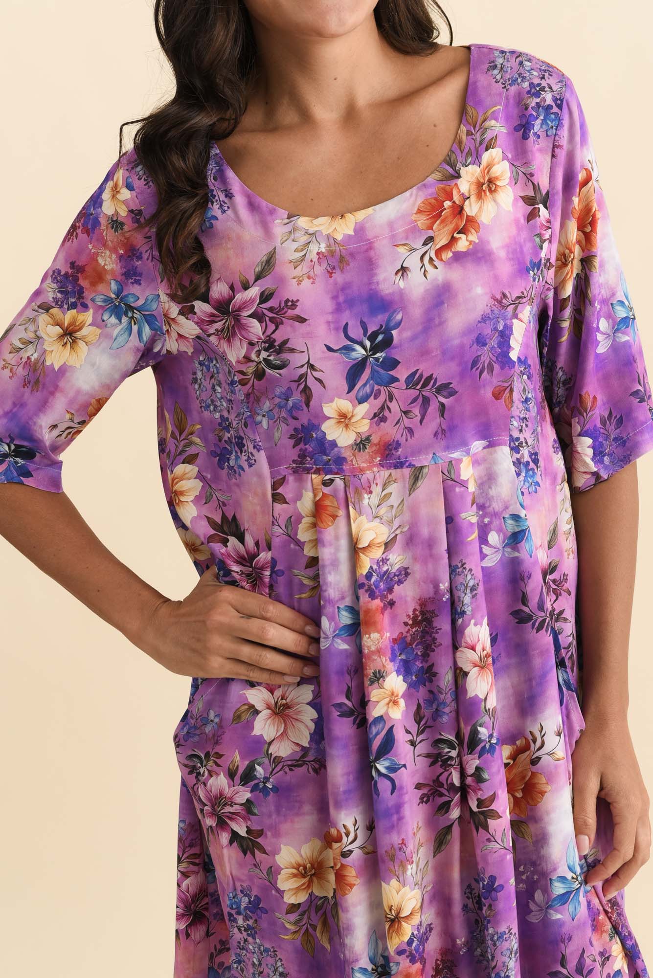 Vossi Purple Floral Pocket Dress - Image 5