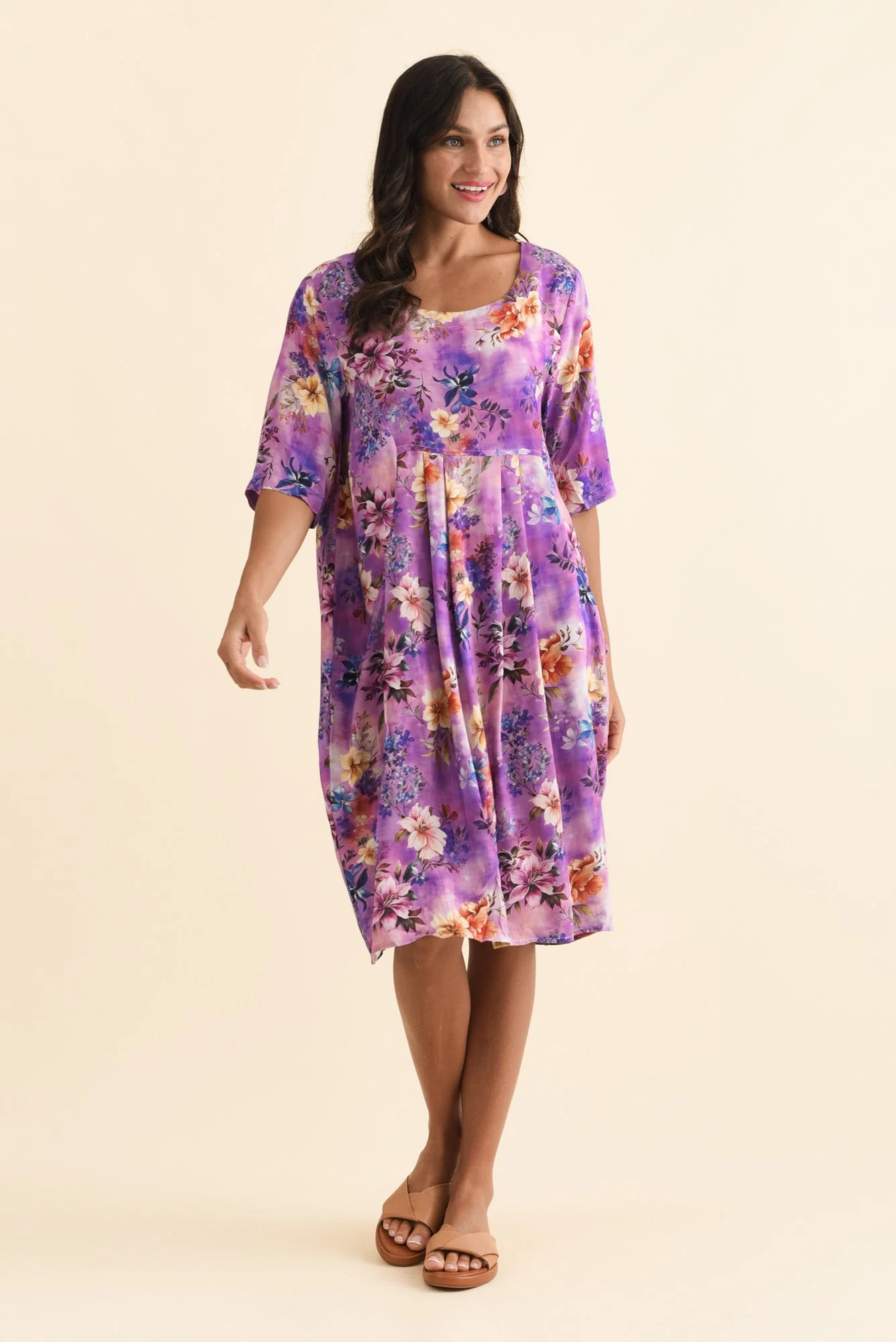 Vossi Purple Floral Pocket Dress - Image 6