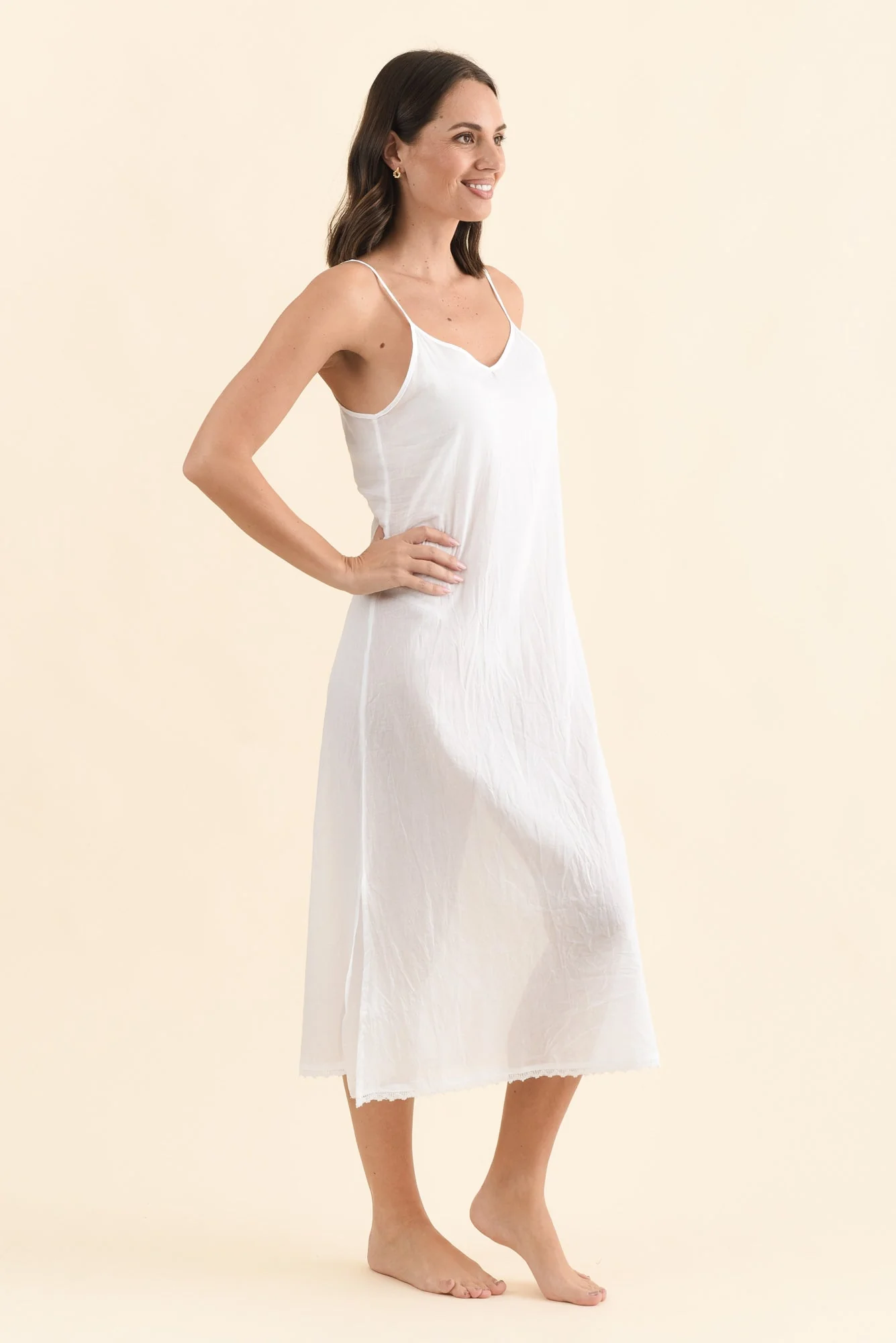 White Cotton Maxi Slip Dress - Image 3