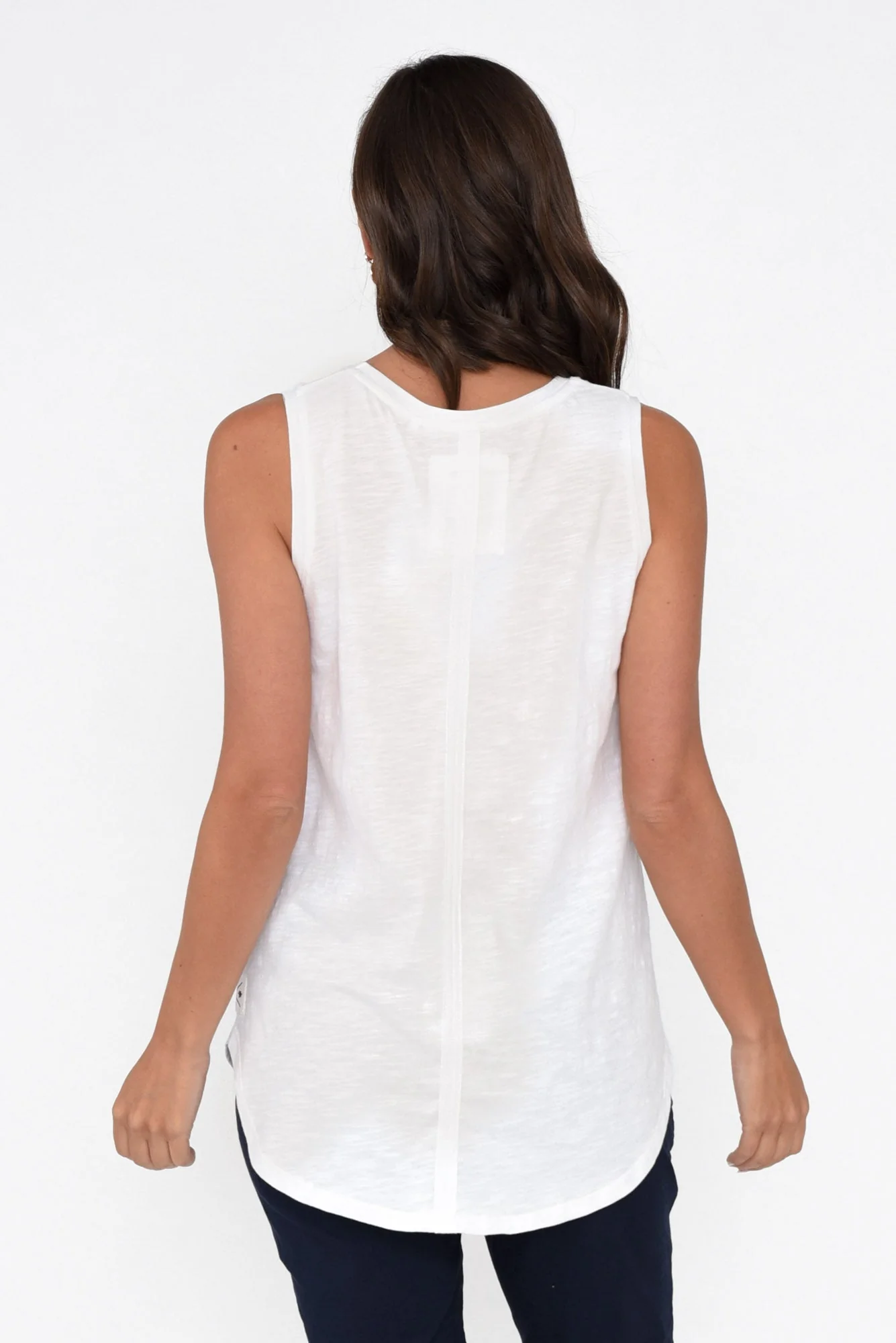 White Cotton Scoop Tank - Image 4