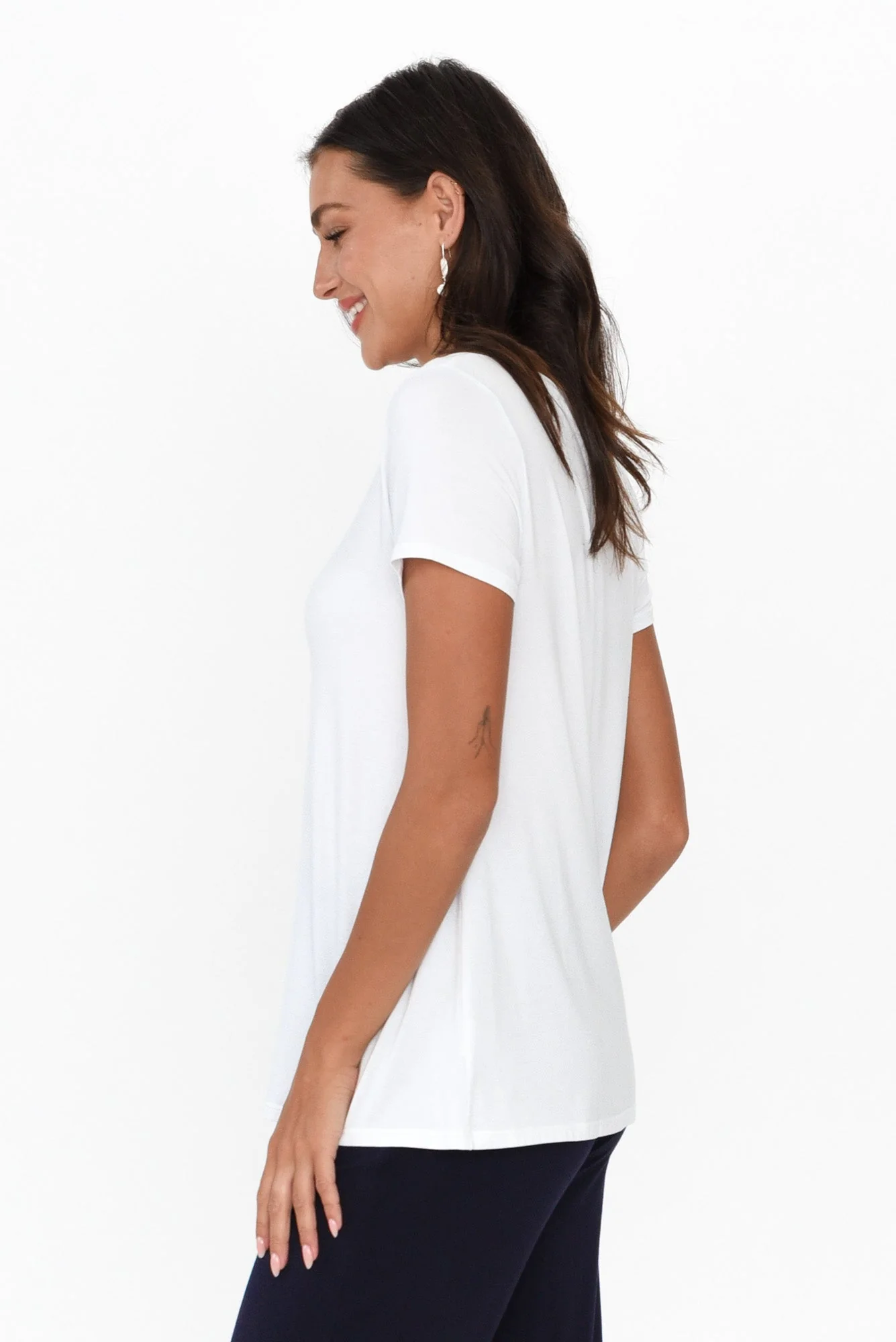 White Micro Modal Swing Tee - Image 4